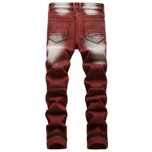 Other Men Casual Jeans Coated Straight Pleated Biker Jeans Size US 36 / EU 52 - 2 Thumbnail