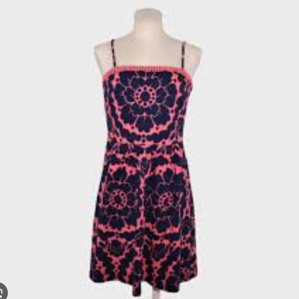 Boden Boden Floral Printed Day Dress Navy and Pink 10P Size L / US 10 / IT 46 - 1 Thumbnail