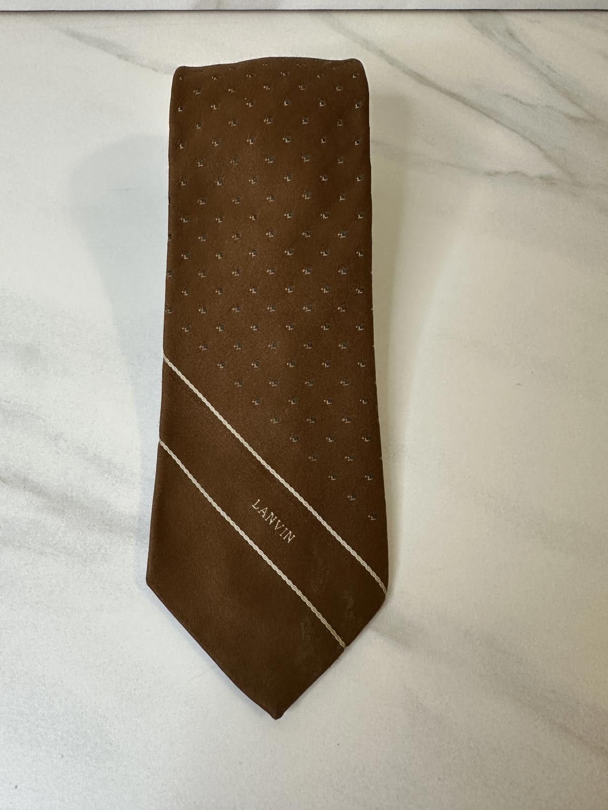 Lanvin Vintage Lanvin golden brown geometric silk necktie Size ONE SIZE - 1 Thumbnail