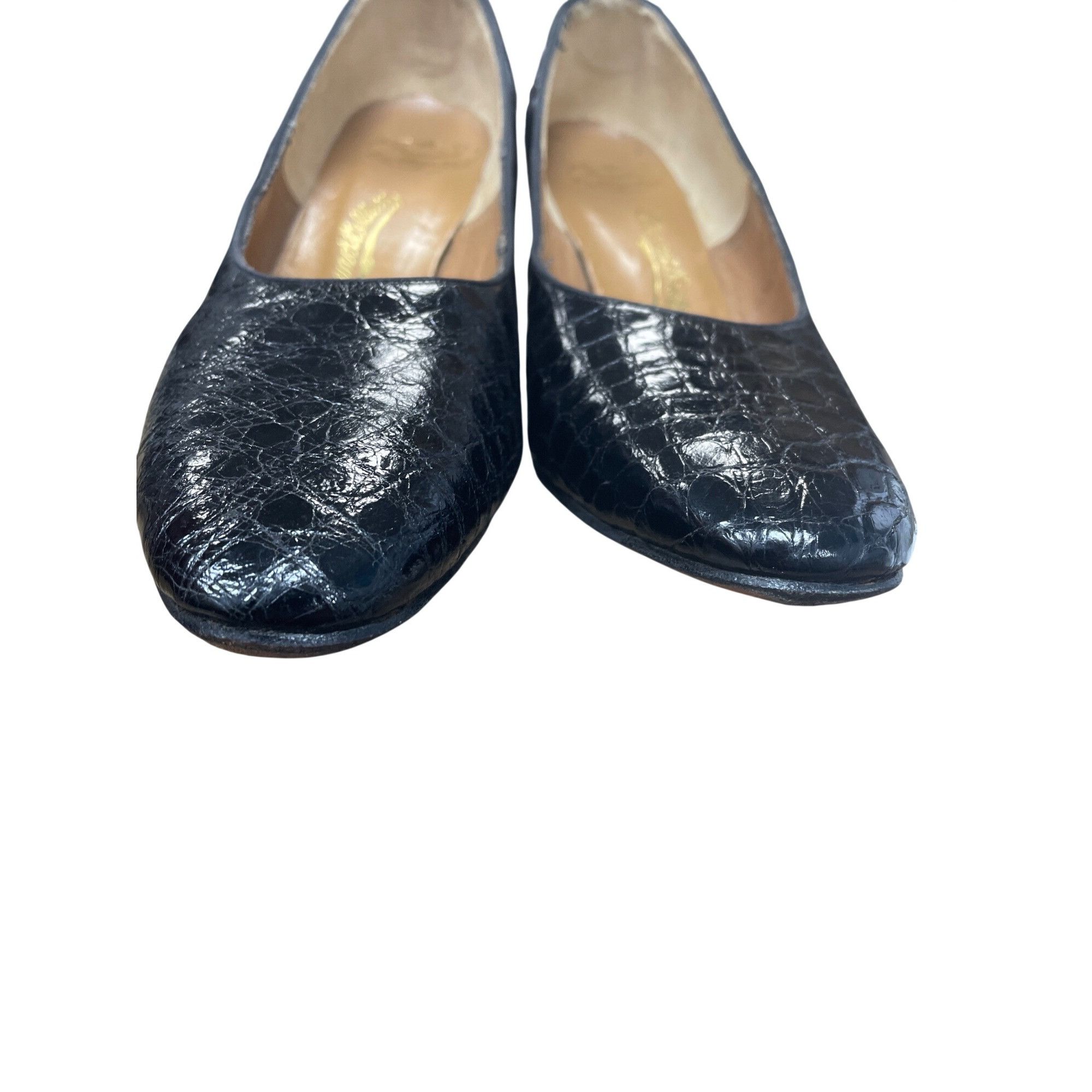 Vintage O'Connor Goldberg Womans VTG Black Alligator Leather Heels S Size US 7.5 / IT 37.5 - 10 Thumbnail
