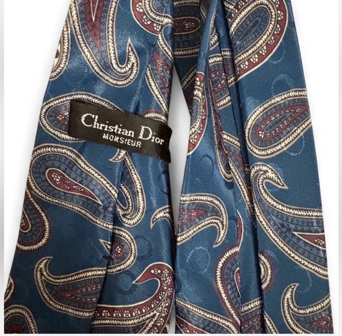 Christian Dior Monsieur Christian Dior blue paisley tie Size ONE SIZE - 2 Thumbnail