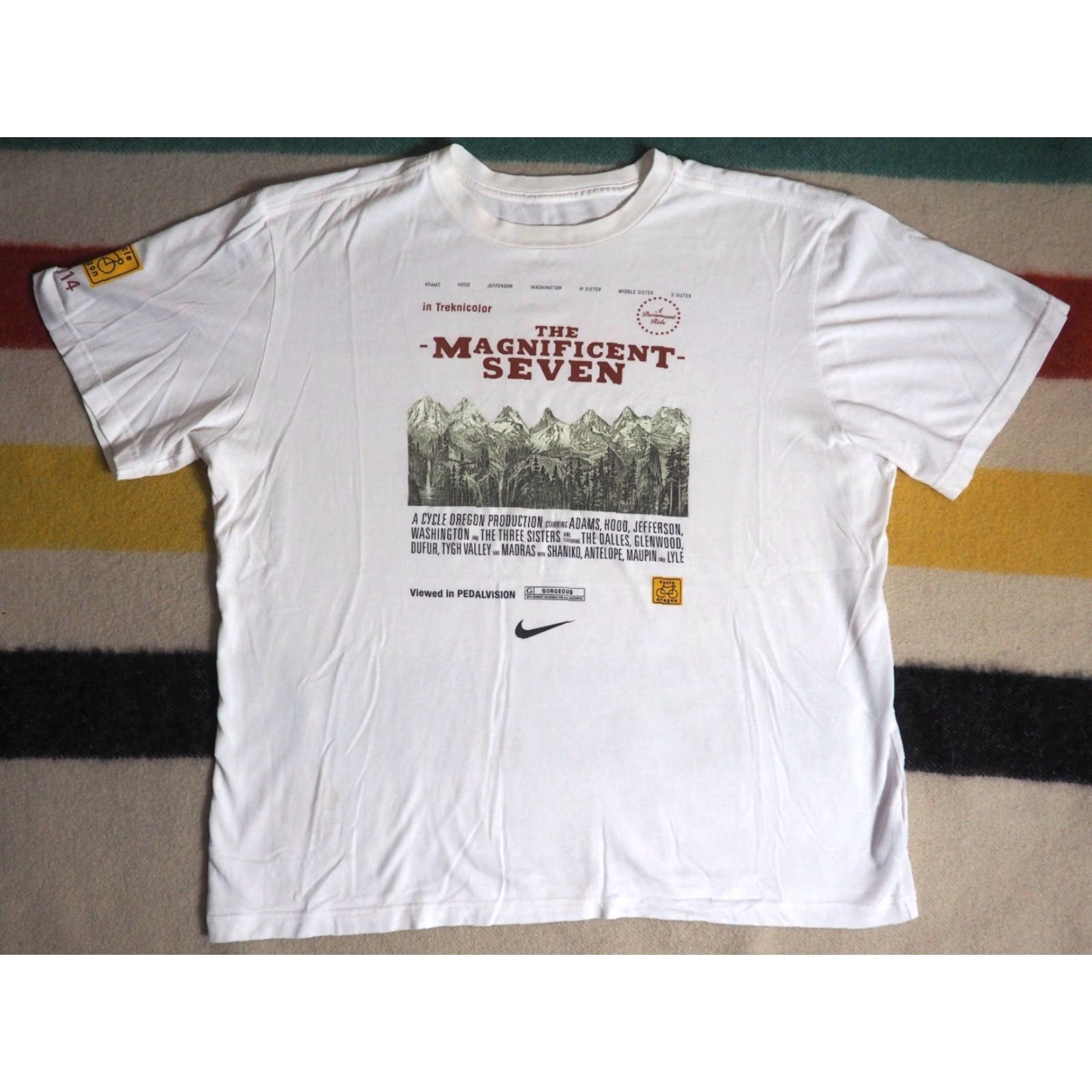 Nike Nike Cycle Oregon 2014 Magnificent Seven Film Biking MTB White Tee T-Shirt XL Shirt Men Dark? Size US XL / EU 56 / 4 - 2 Thumbnail