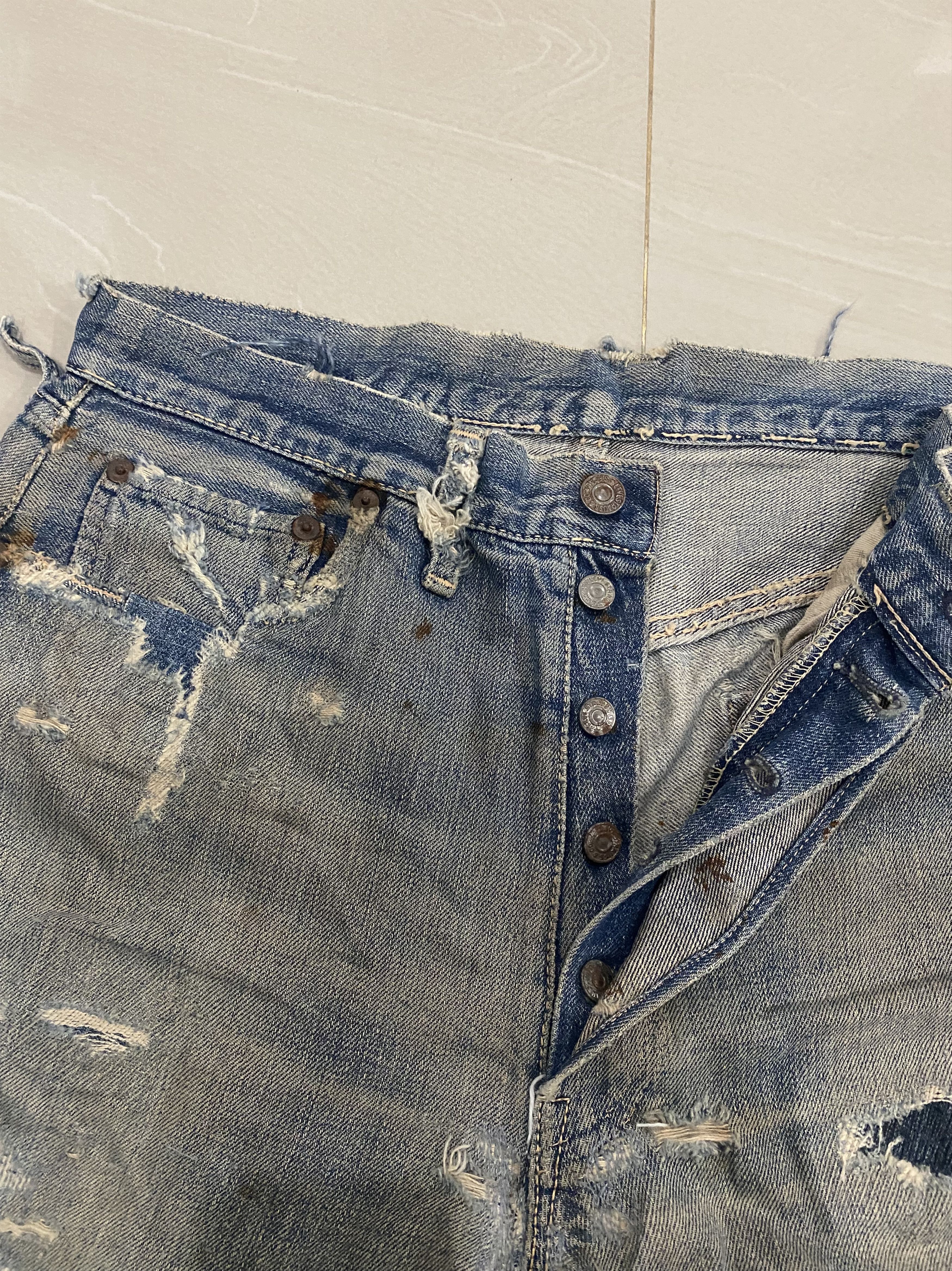 Levi's Rare 50s Levis 501 Big E Distressed Collector's Size US 33 - 3 Thumbnail