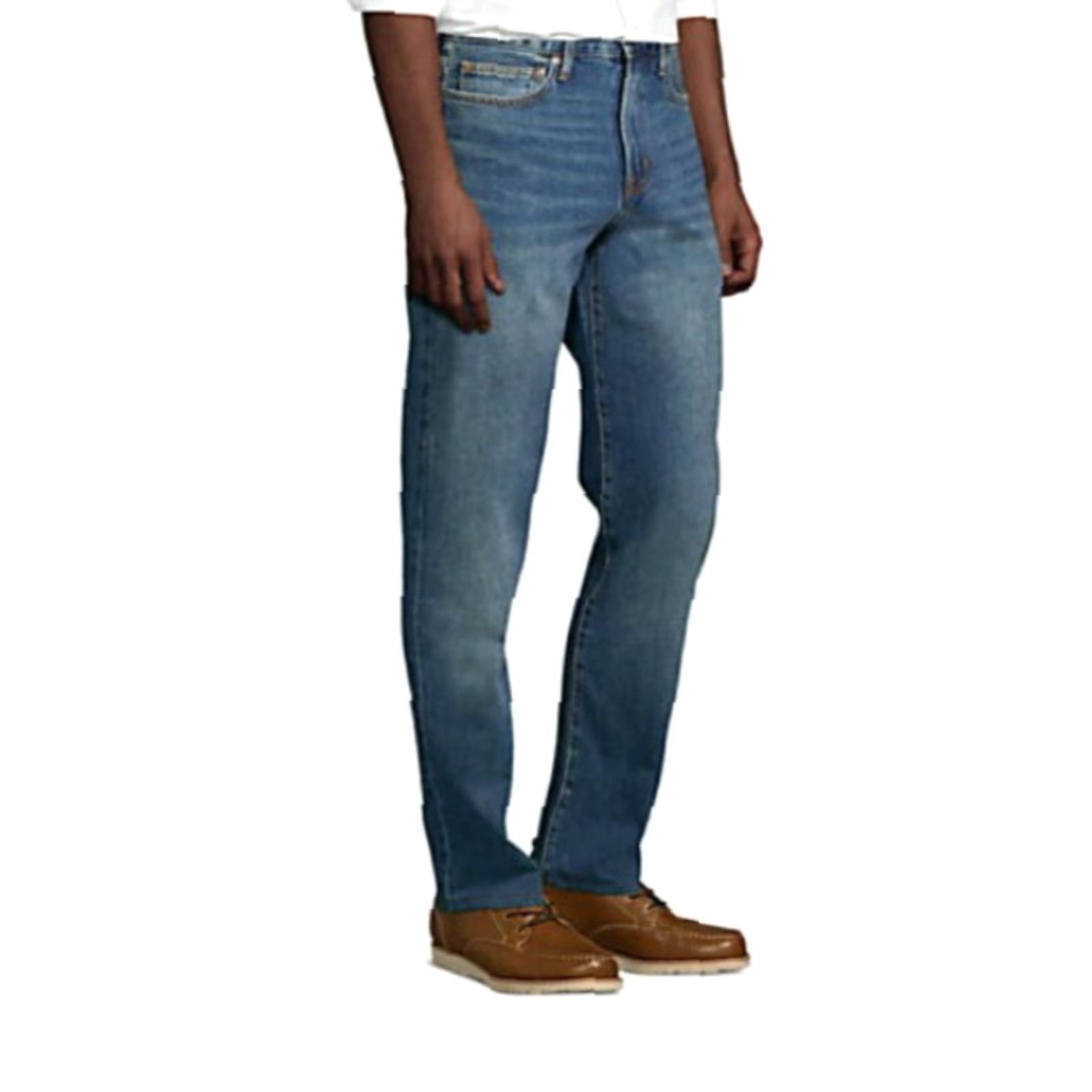 Lands' End Lands' End Men's Jeans - 46x32 - Traditional Fit - Denim - 5 Pocket - Belt Loops - 100% Cotton - Dark Blue - Machine Washable - Regular - NWT Size US 30 / EU 46 - 4 Thumbnail