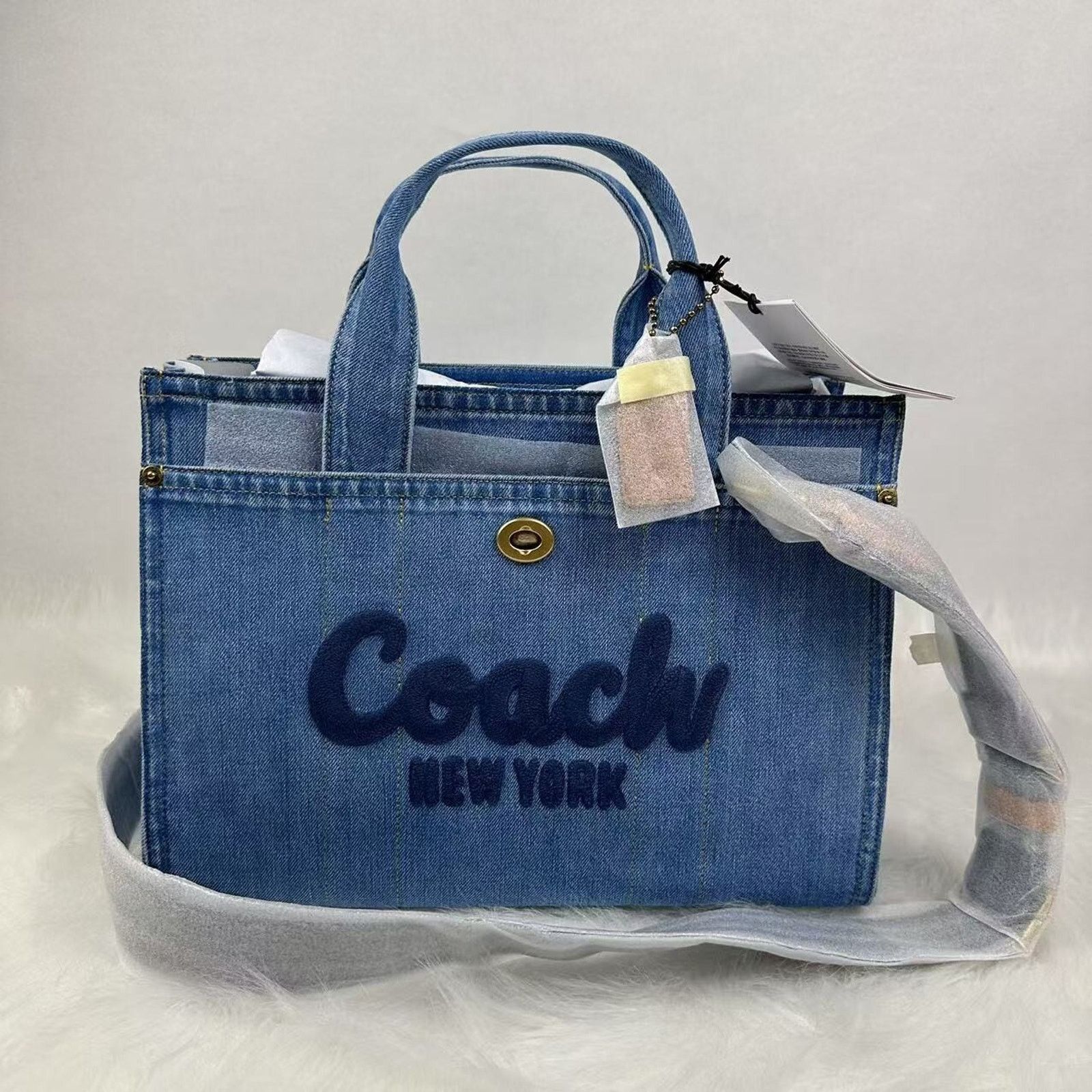 Coach Cargo Tote Crossbody Bag In Denim/Indigo CR657 NWT