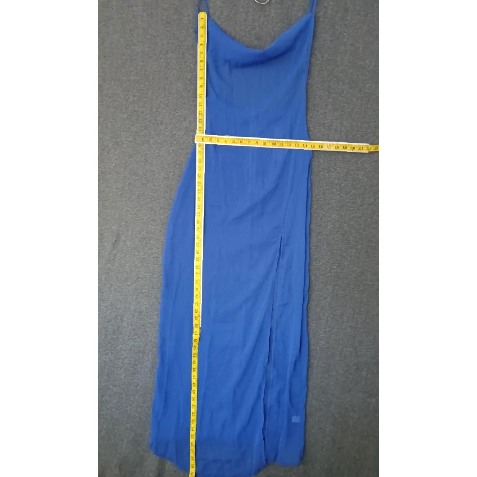 Vintage Toluca Swim Blue Maxi Cowl Neck Sheer Dress - Womens Size S Beach Cover Up, Sleeveless, Long, Polyester, 100% Polyester, Solid, Summer Size S / US 4 / IT 40 - 4 Thumbnail