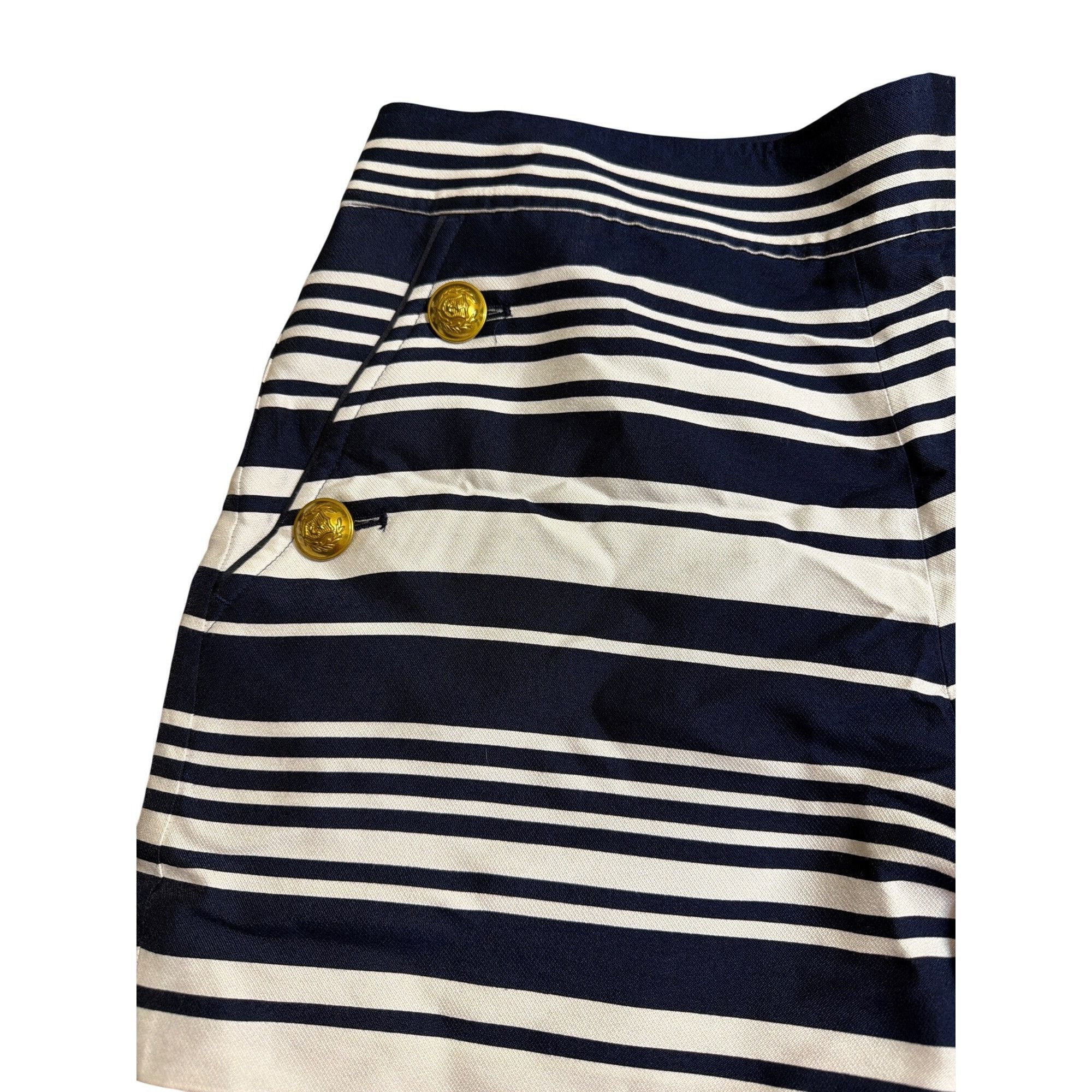 J.Crew J.Crew High Rise Sailor Shorts Blue White Striped Gold Tone Size 32" / US 10 / IT 46 - 2 Thumbnail