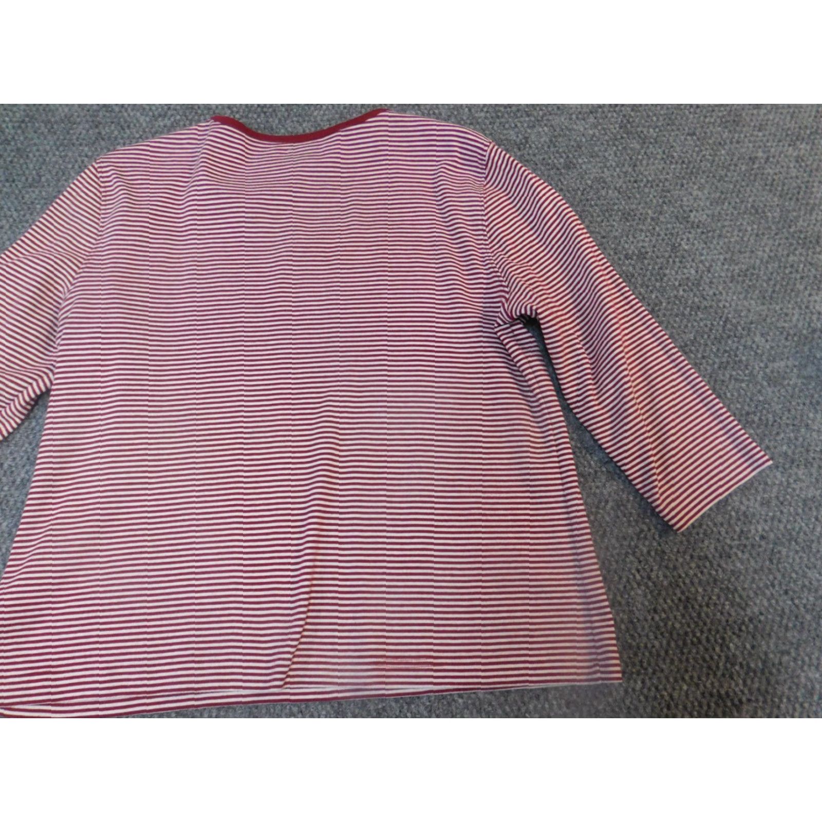 Vintage Sag Harbor Womens Blouse Extra Large Red striped warm stretch sport Size XL / US 12-14 / IT 48-50 - 6 Thumbnail