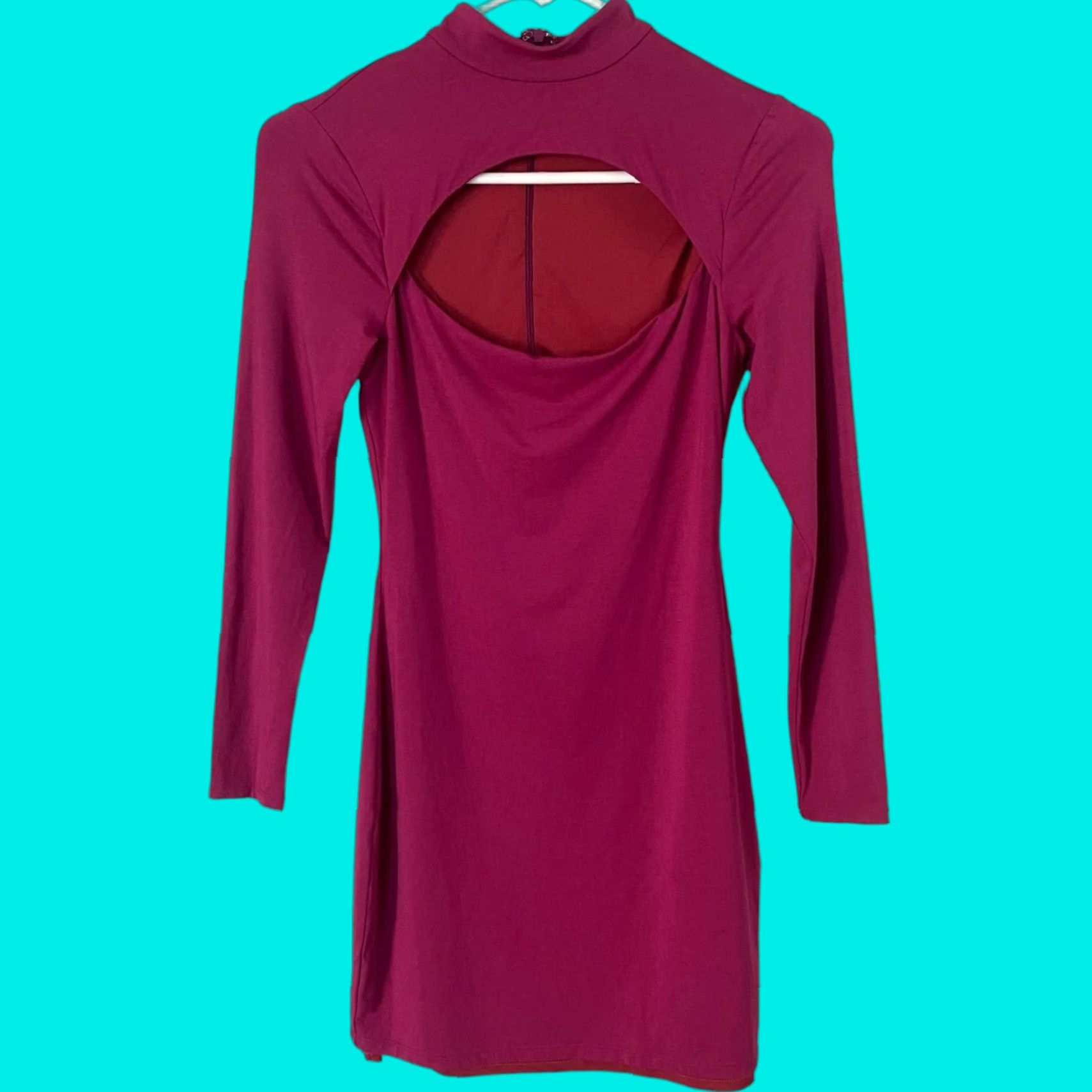 Vintage VINTAGE Lovers + Friends Bodycon Mini Dress Long Sleeve Cut-Out XS Pink Sexy Clubwear Womens Size XS / US 0-2 / IT 36-38 - 1 Thumbnail