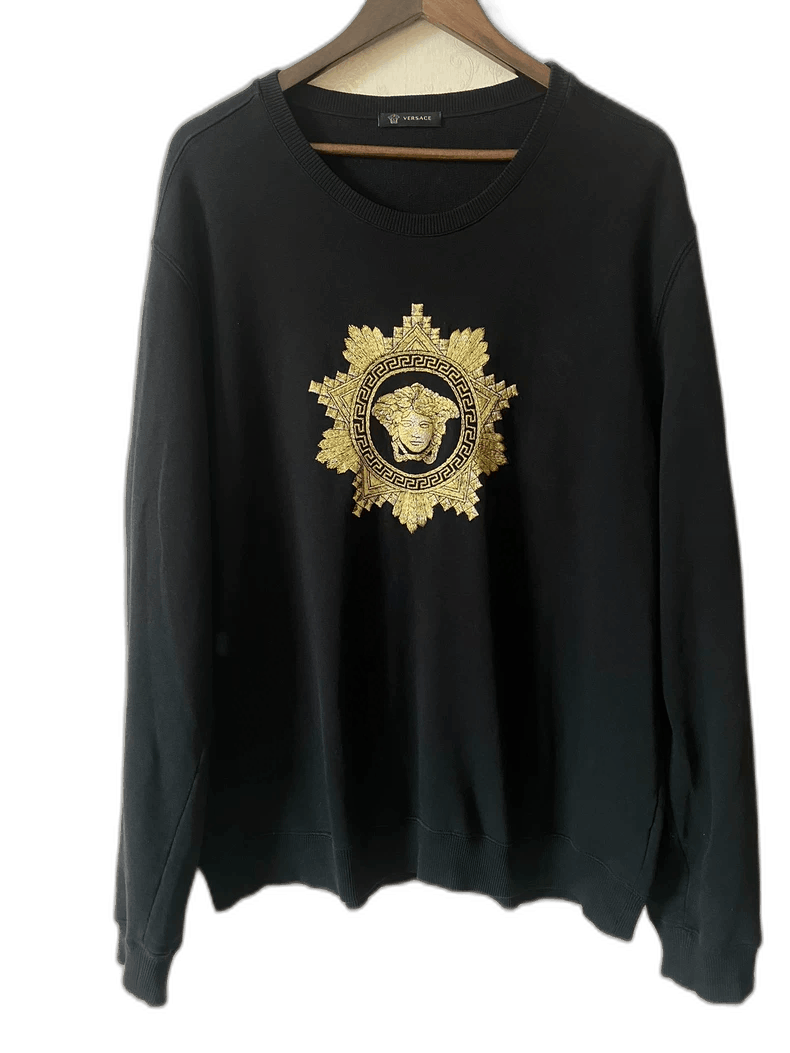 Versace Versace Black Sweater with Gold Detailing Size US XXL / EU 58 / 5 - 1 Thumbnail