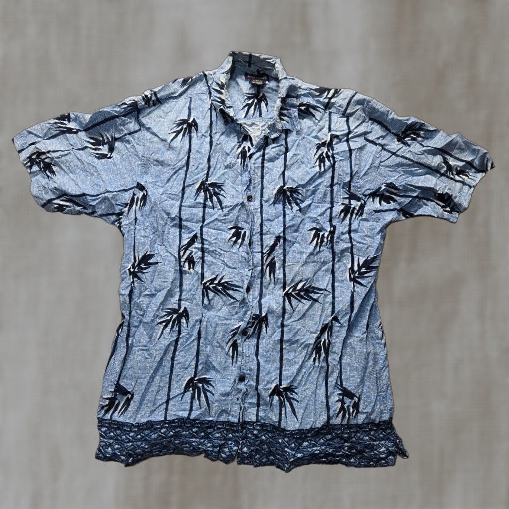 Faded Glory Faded Glory Shirt Blue Palm Print Hawaiian 100% Cotton Button Up Beach Men's L Size US L / EU 52-54 / 3 - 1 Thumbnail