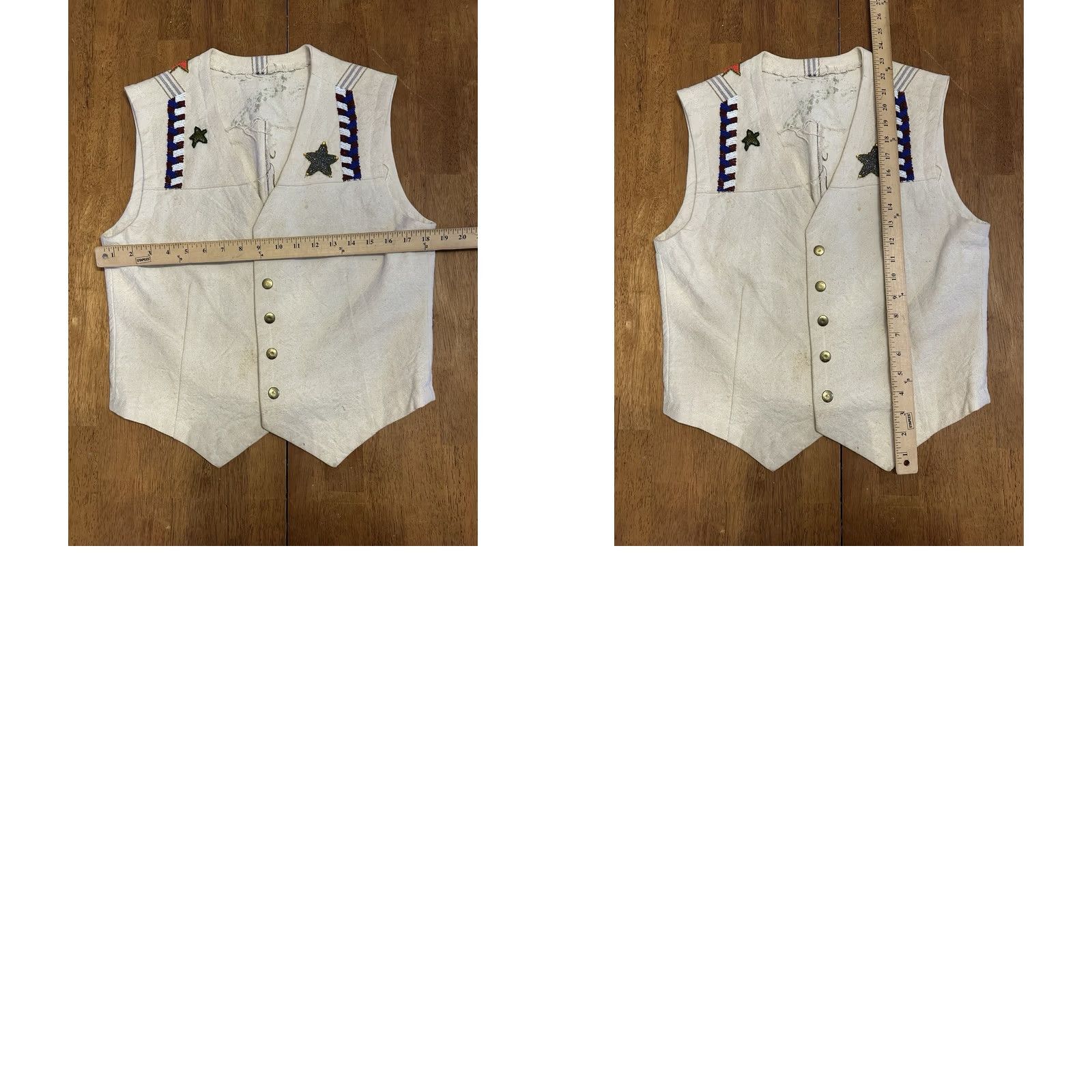 Vintage VINTAGE Vest Embroidered Small Scovill Snaps 60s 70s True Leather Ivory Womens Size S / US 4 / IT 40 - 8 Thumbnail