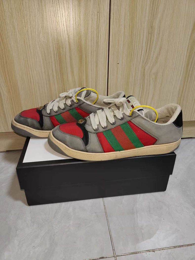 Gucci Gucci Screener Leather Low-Top Sneakers - dmc Size US 7 / EU 40 - 1 Thumbnail