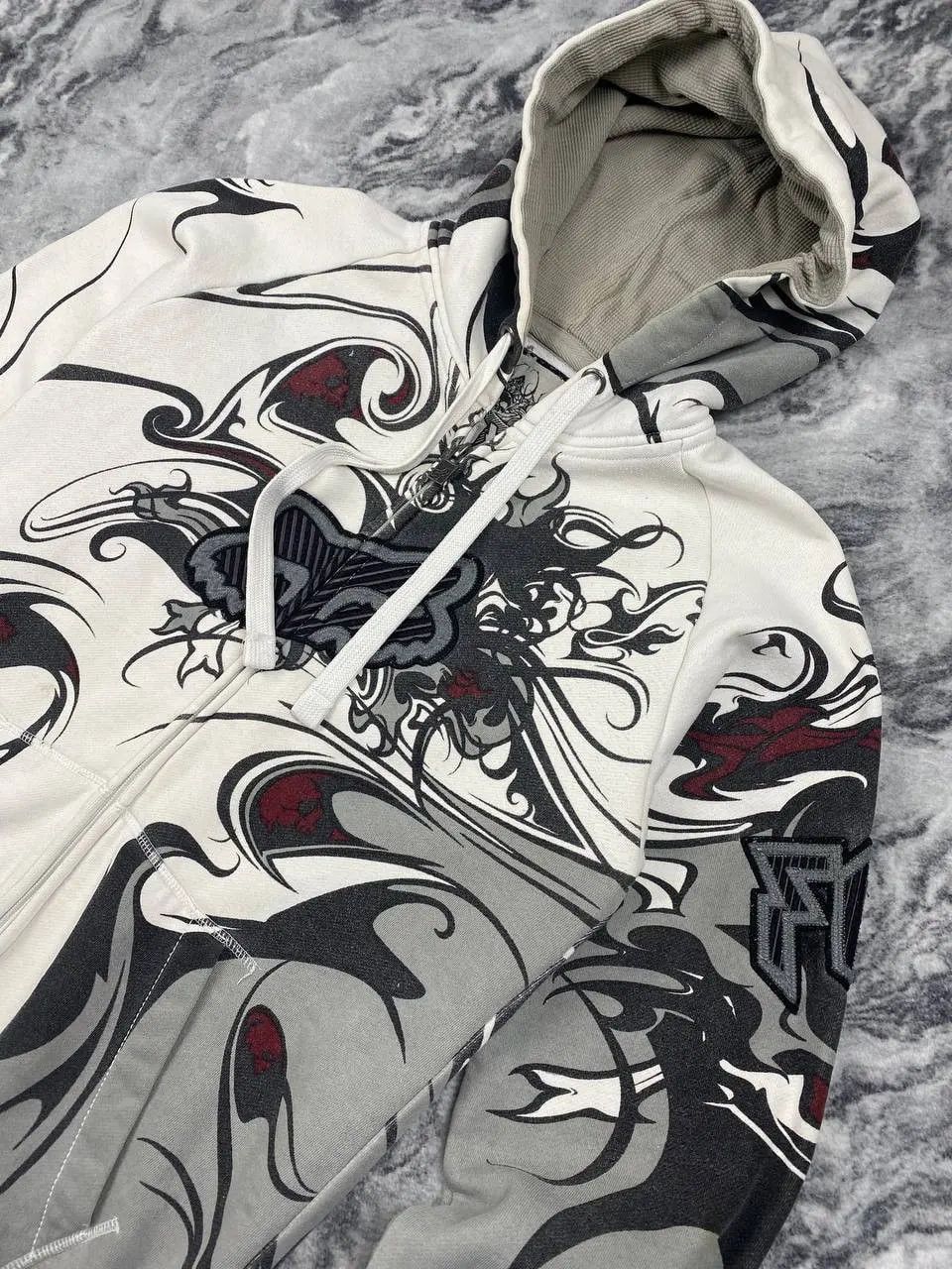 Fox Racing Vintage Y2K Fox Racing All Over Print AOP Full Zip Hoodie Size US L / EU 52-54 / 3 - 2 Thumbnail