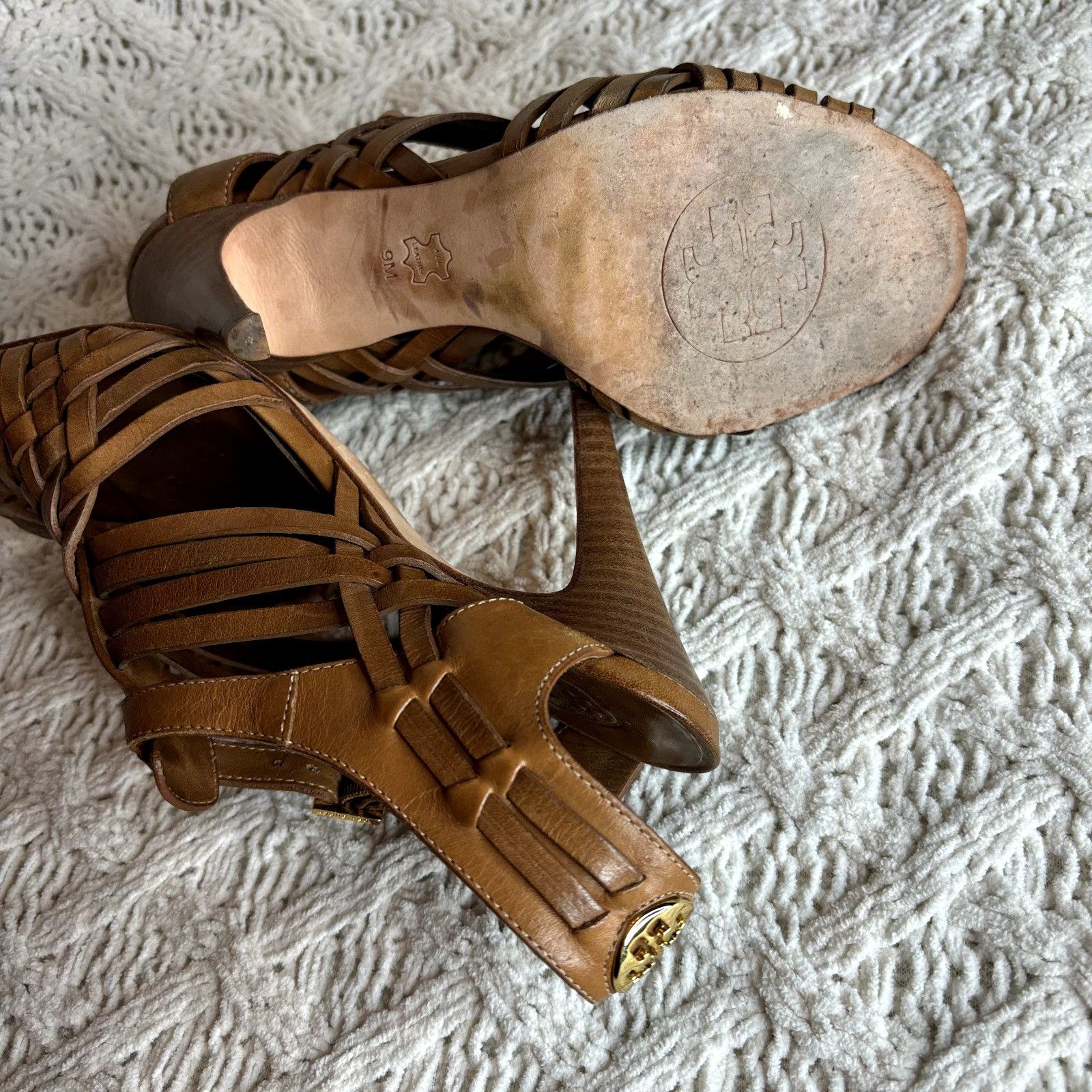 Tory Burch Tory Burch Nadia Huarache Sandals Women's Size 9 M Tan Leath Size US 9 / IT 39 - 6 Thumbnail