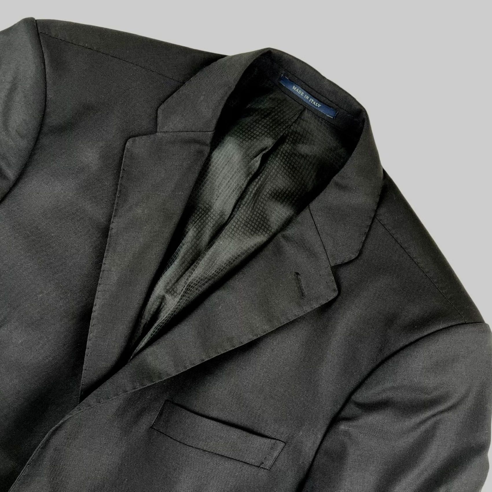 Vintage Boggi Milano Guabello Blazer Men's Black Extra Slim Fit 40 SHORT Italy Cotton/Linen Blend Notch Lapel Three-Button Front Short Jacket/Coat Size US 40 / EU 56 - 2 Thumbnail