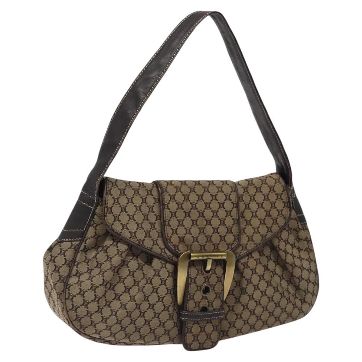 Celine Macadam Canvas Shoulder Bag Brown Auth Mx053, Women's