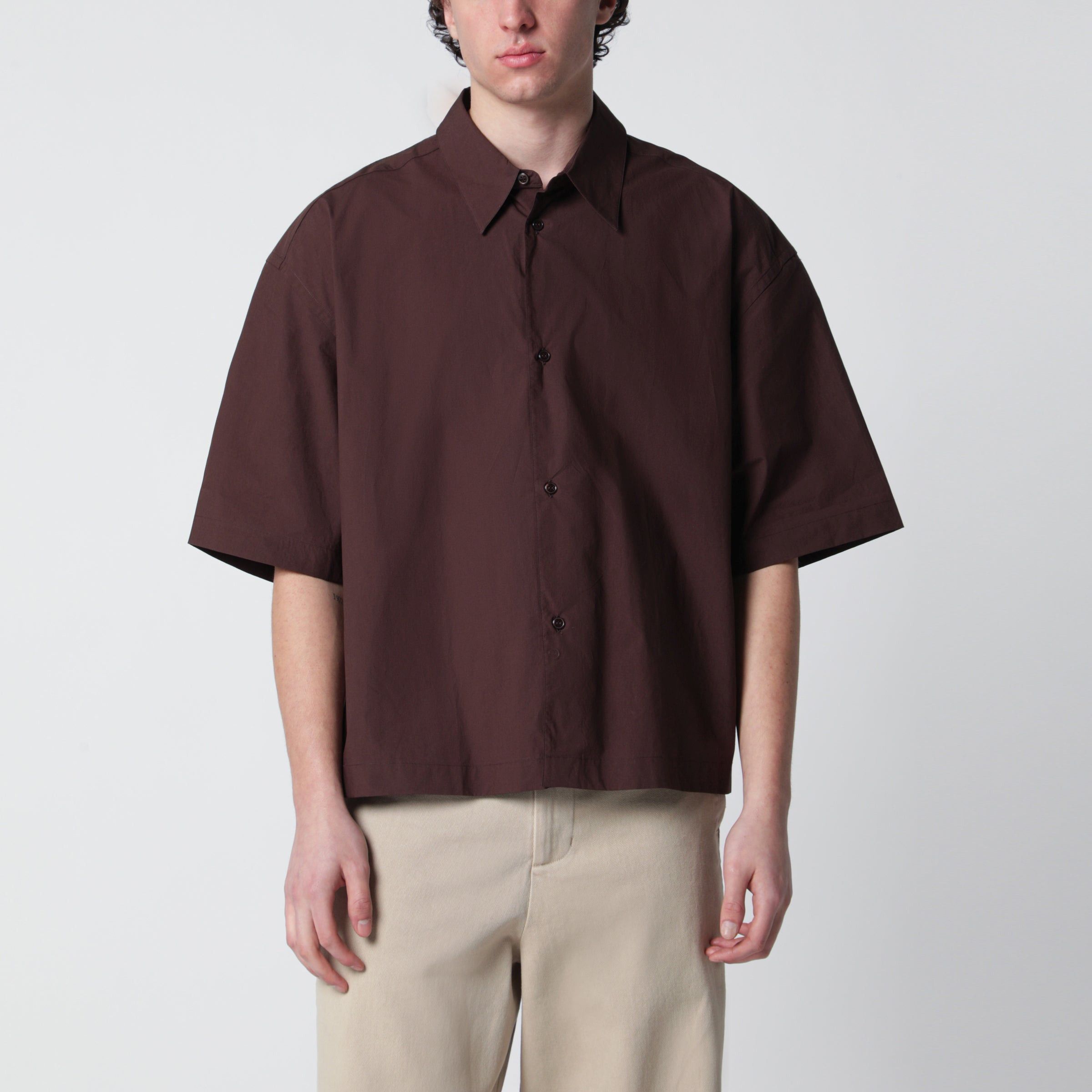 Studio Nicholson Studio Nicholson Brown Cotton Poplin Shirt Size US M / EU 48-50 / 2 - 1 Thumbnail