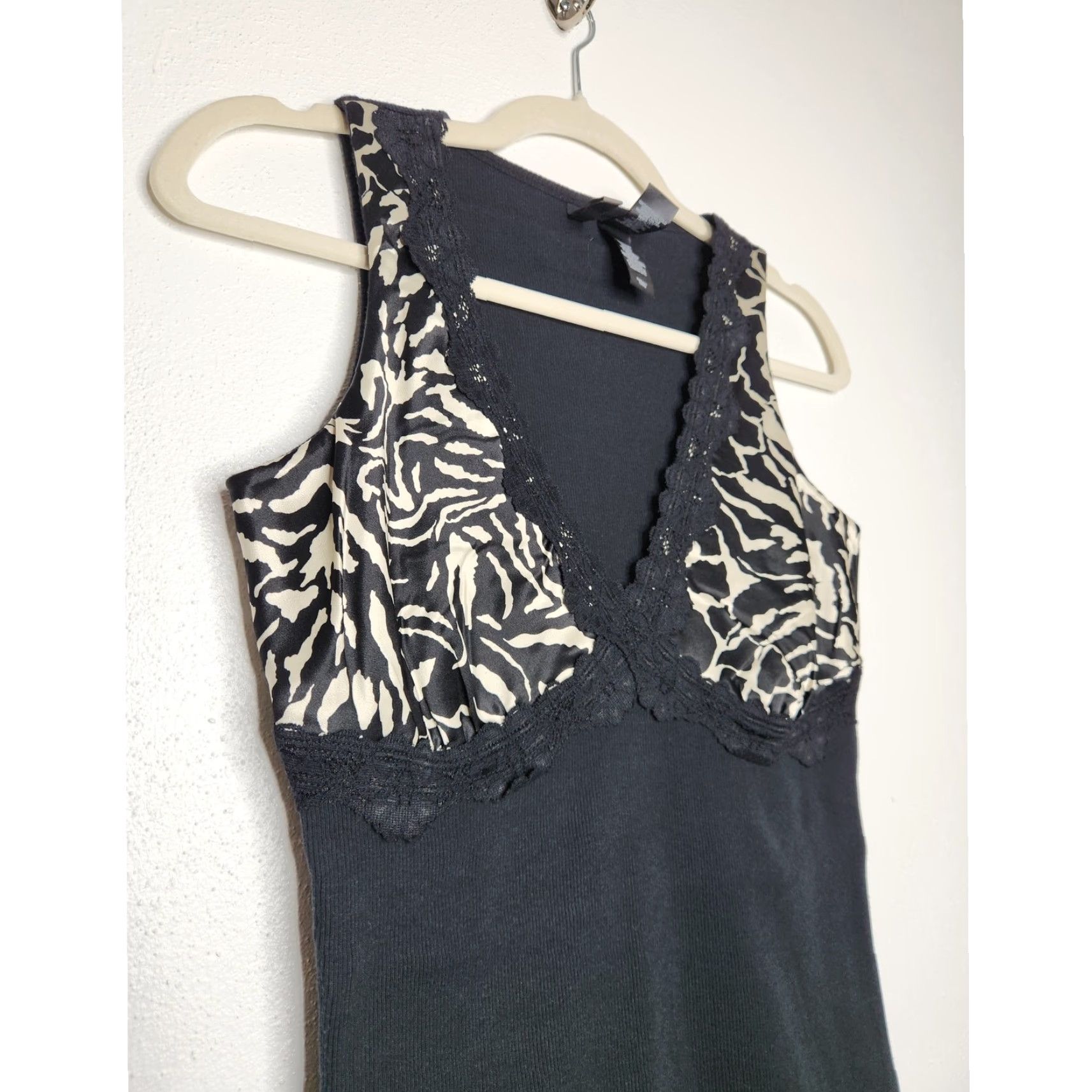 Vintage VINTAGE Bisou Bisou Tank Top Black Zebra Animal Print Lace Y2K Goth Punk M Women Shirt Size M / US 6-8 / IT 42-44 - 3 Thumbnail