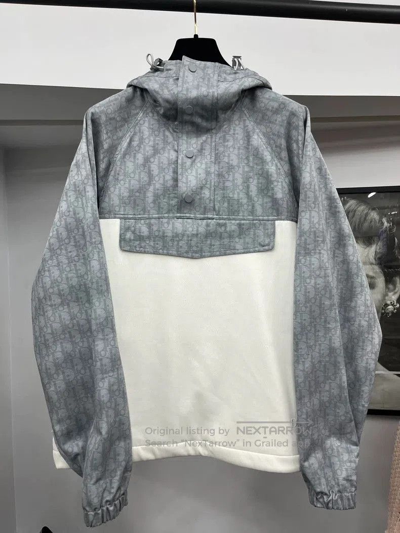 Dior Gray Monogram Patchwork Hooded Jacket.