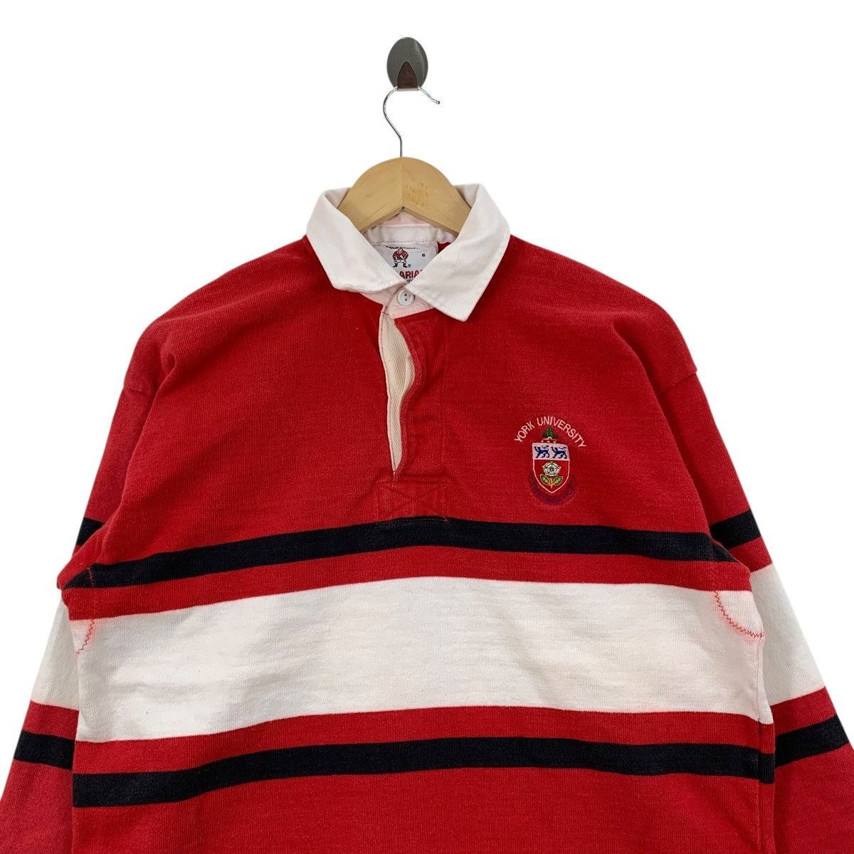 Vintage Vintage 90s YORK UNIVERSITY RUGBY Barbarian Collar Tshirt Size US L / EU 52-54 / 3 - 2 Thumbnail