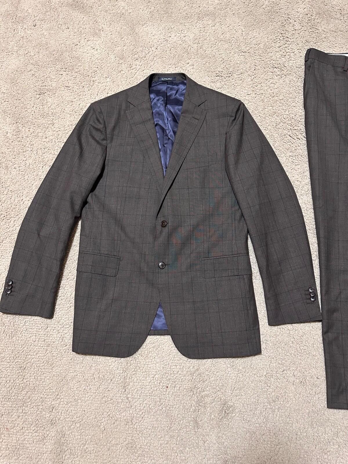 Suitsupply SUITSUPPLY SIENNA Mens Classic Brown Pure Lana Wool Suit Size 52R - 2 Thumbnail