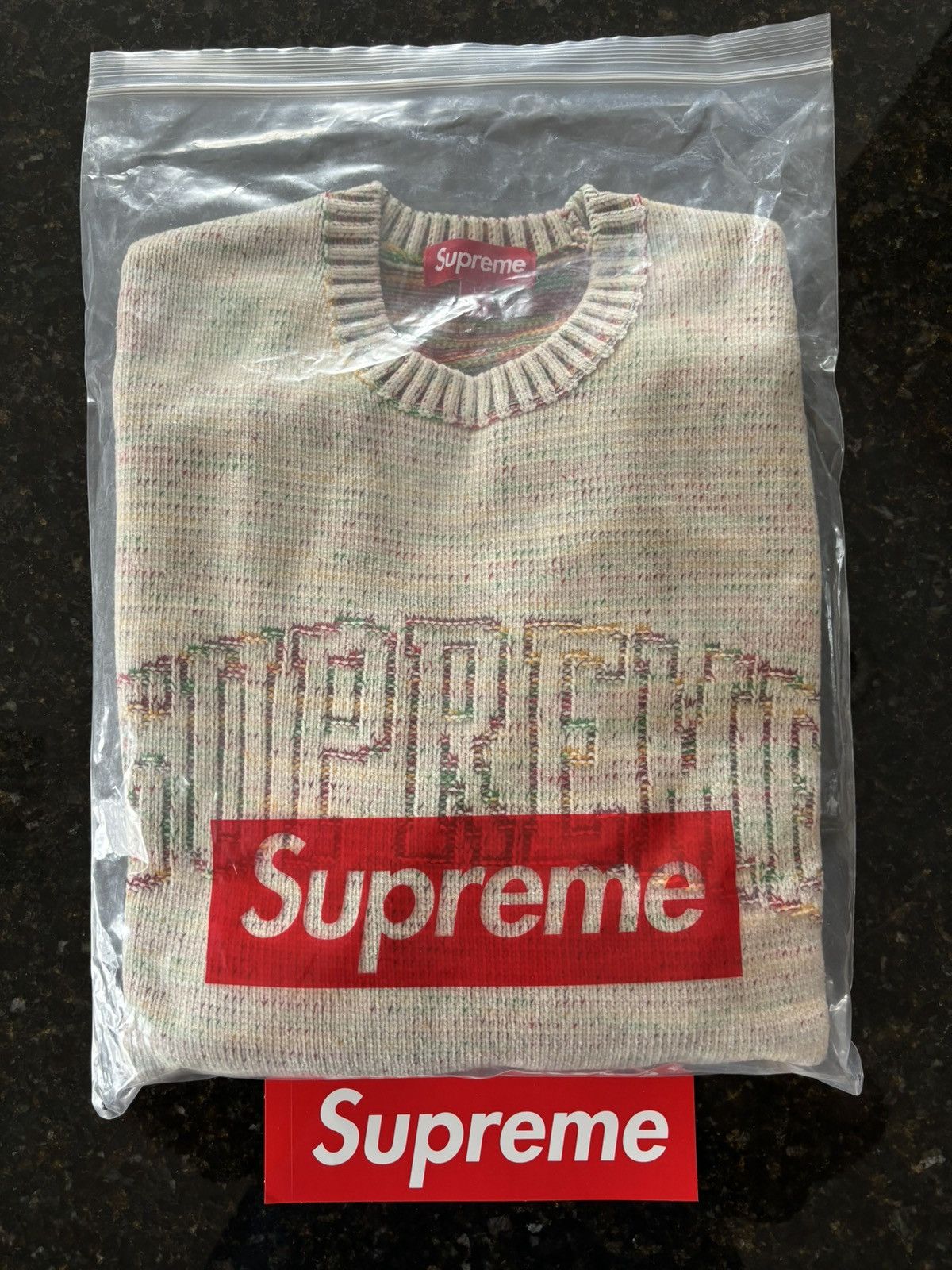 Supreme White Supreme Contrast Arc Sweater - Large/Brand New | Grailed