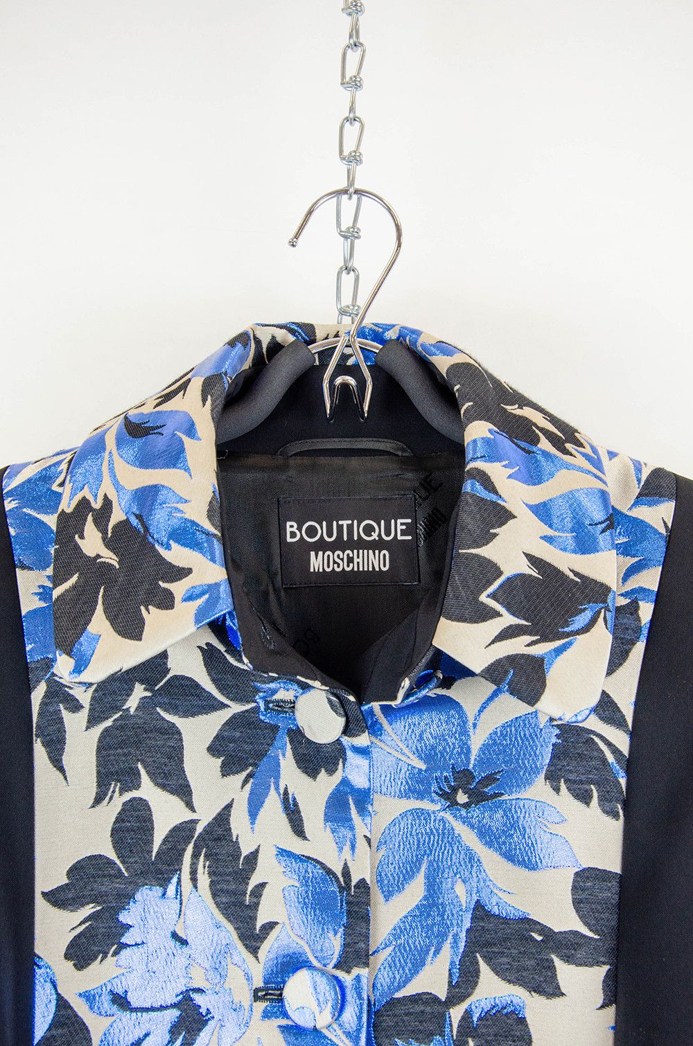 Boutique Moschino Moschino Boutique Floral Coat Black Blue Belted - Size IT44 Size M / US 6-8 / IT 42-44 - 6 Thumbnail