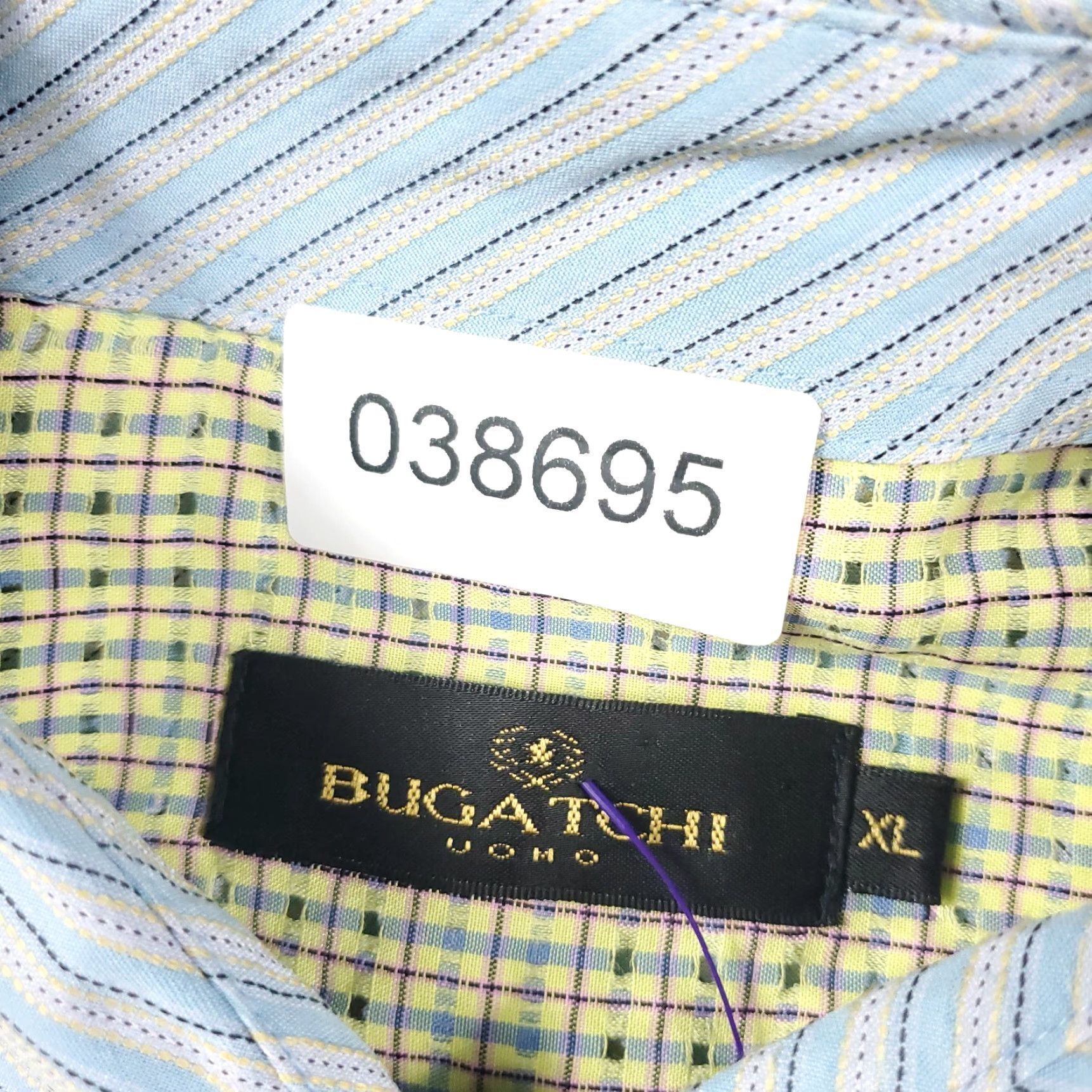 BUGATCHI Bugatchi Uomo Shirt Mens XL Blue Striped Button-Up Short Sleeve Casual Business Formal Party/Cocktail Travel Wedding Workwear Size US XL / EU 56 / 4 - 8 Thumbnail