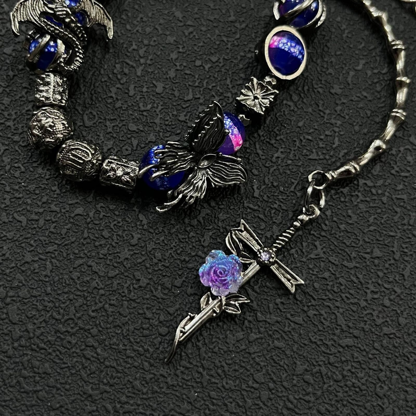 Other Purple Rose Cross Short Chain | Dark Punk Hanging Accessory Size ONE SIZE - 2 Thumbnail