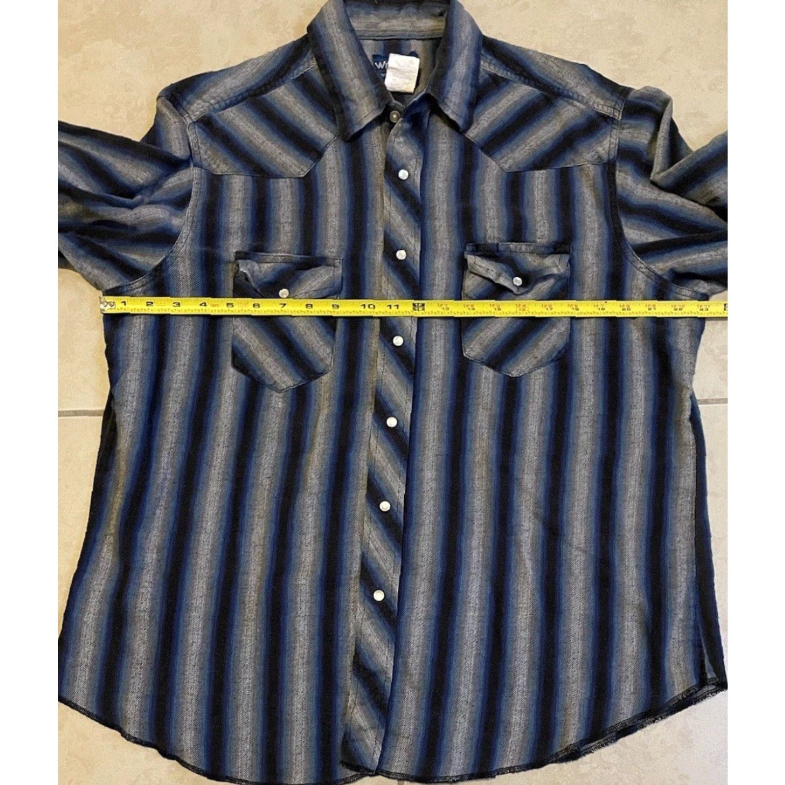Wrangler Vtg Wrangler Striped Pearl Snap Shirt XL Rodeo Cowboy Western Biker Grunge 90s Size XL / US 12-14 / IT 48-50 - 4 Thumbnail