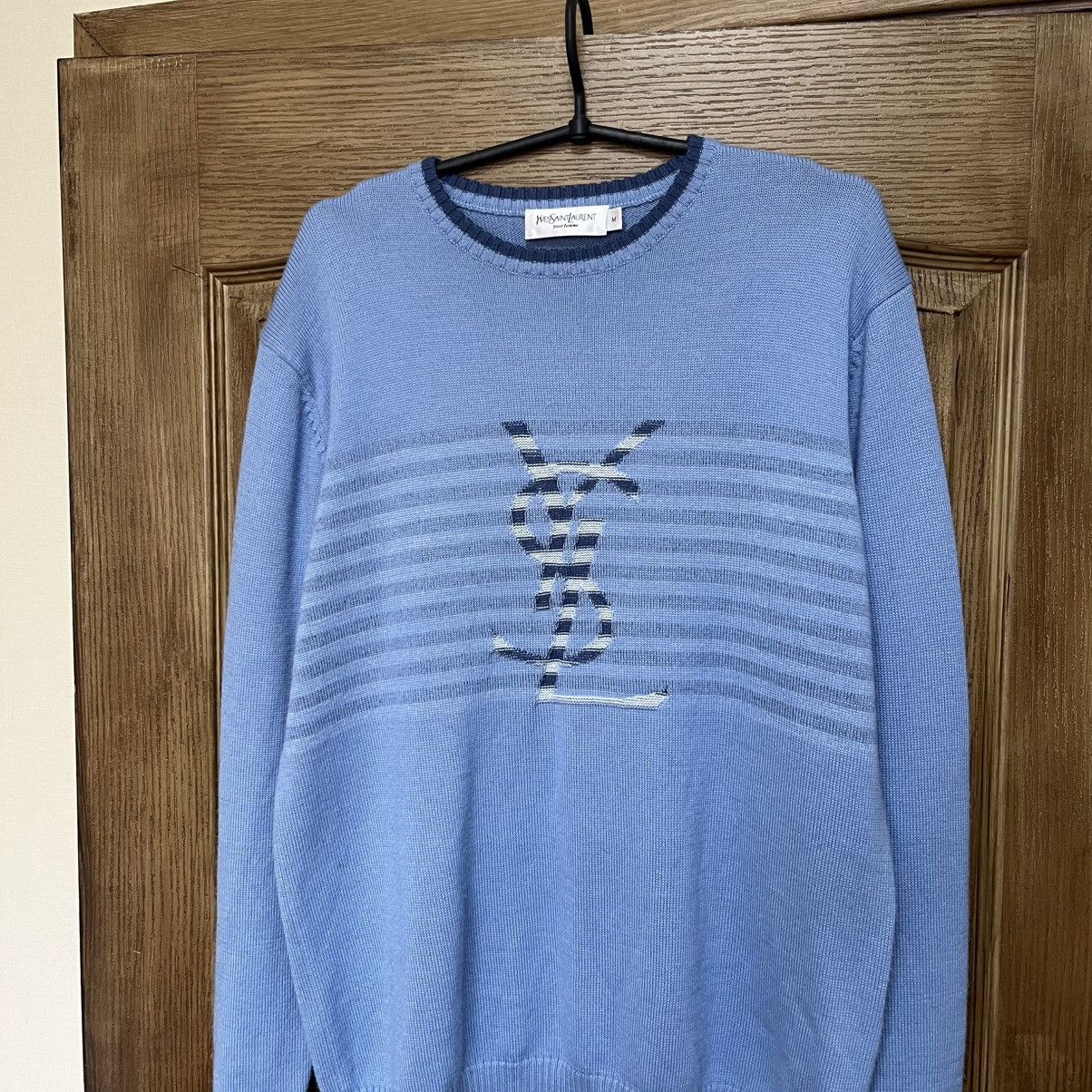 Yves Saint Laurent Navy/Blue YSL Sweater Big Logo YSL Sweatshirt Size US M / EU 48-50 / 2 - 3 Thumbnail