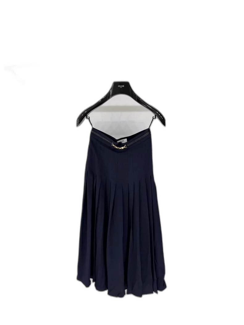 Celine Celine Pleated Long Skirt with Chain Detail Size 38" / US 16 / IT 52 - 1 Thumbnail