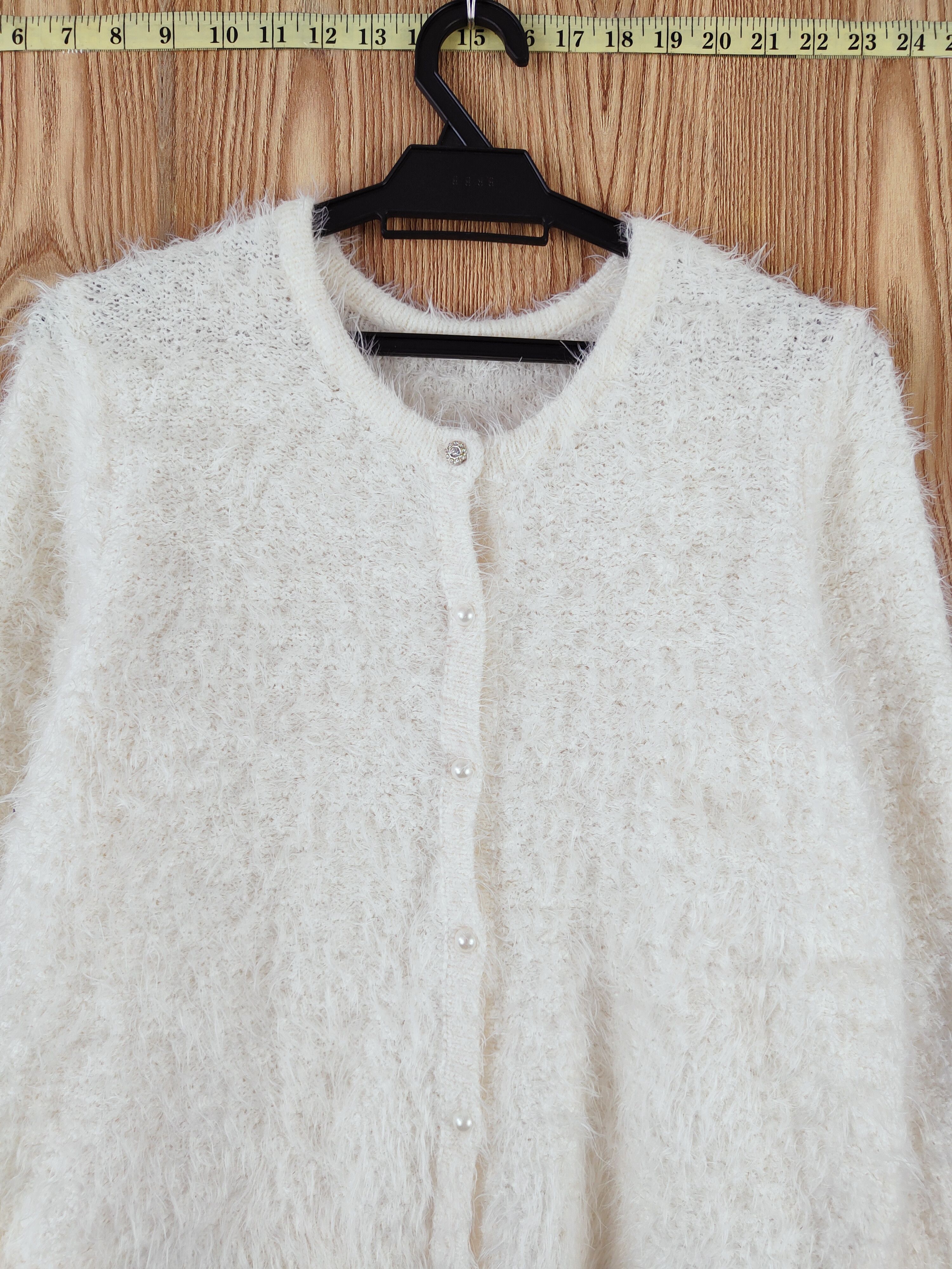 Japanese Brand × Vintage C.o.l.z.a Cream Fur Mohair Knitwear Cardigan Size L / US 10 / IT 46 - 2 Thumbnail