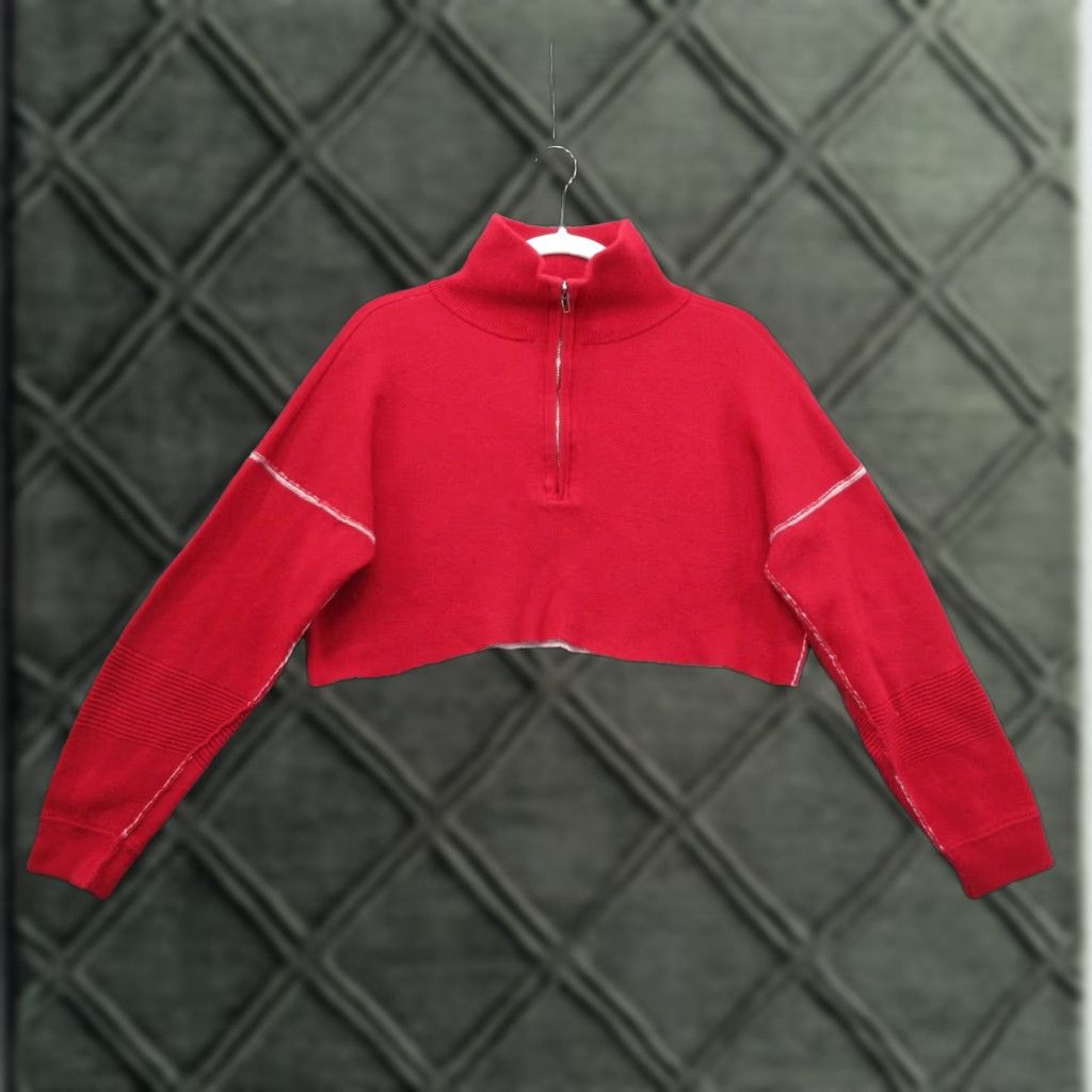Vintage Silence + Noise Cropped 1/4 Zip Pullover Sweater Womens S Red Cozy Size S / US 4 / IT 40 - 1 Thumbnail