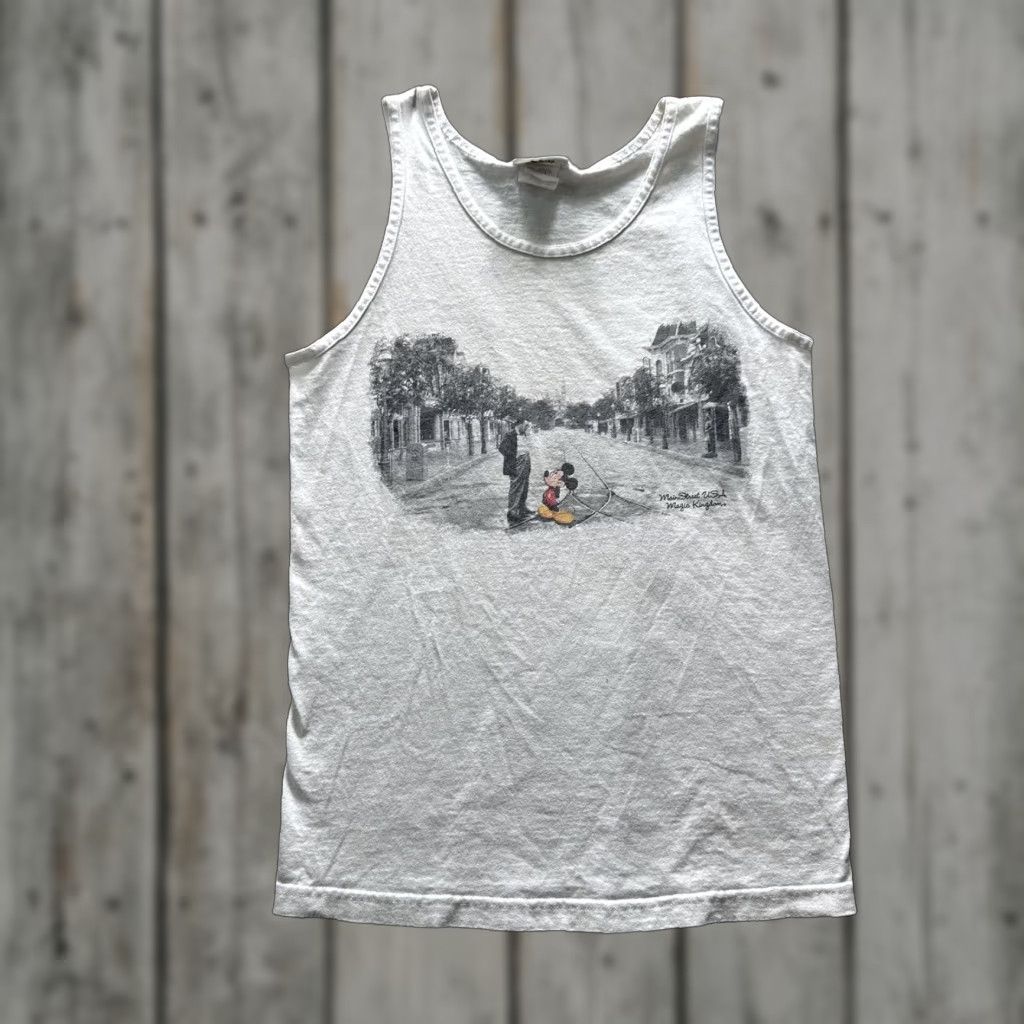 Disney VINTAGE Disney Shirt Mens S White Main Street USA Mickey Tank Magic Kingdom Size US S / EU 44-46 / 1 - 1 Thumbnail
