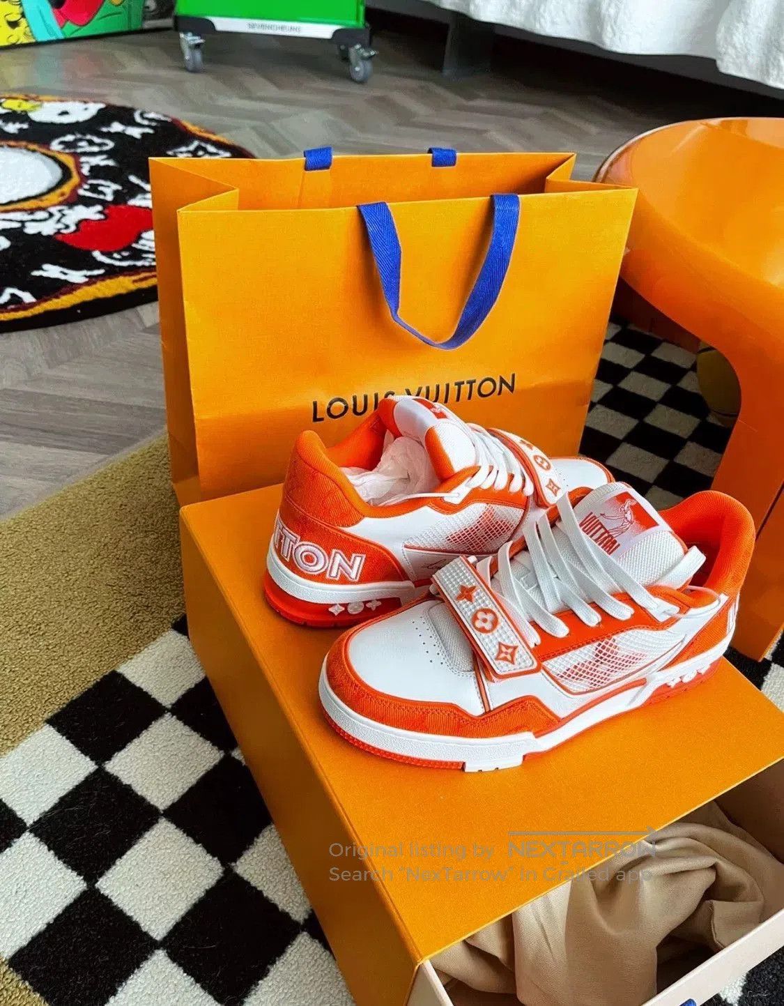 Louis Vuitton Louis Vuitton LV Trainer Velcro White Orange. Size US 10 / EU 43 - 6 Thumbnail