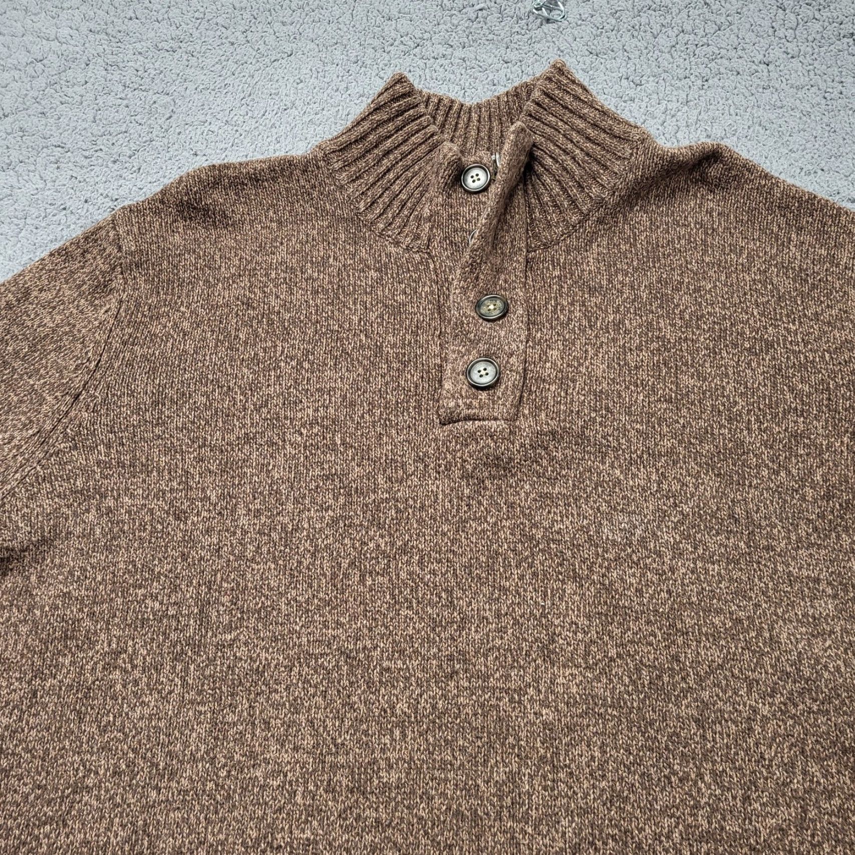 Lands' End VINTAGE Lands’ End 1/4 Button Sweater Men's XL/TG Pullover Heavy Cotton Brown Size US XL / EU 56 / 4 - 7 Thumbnail