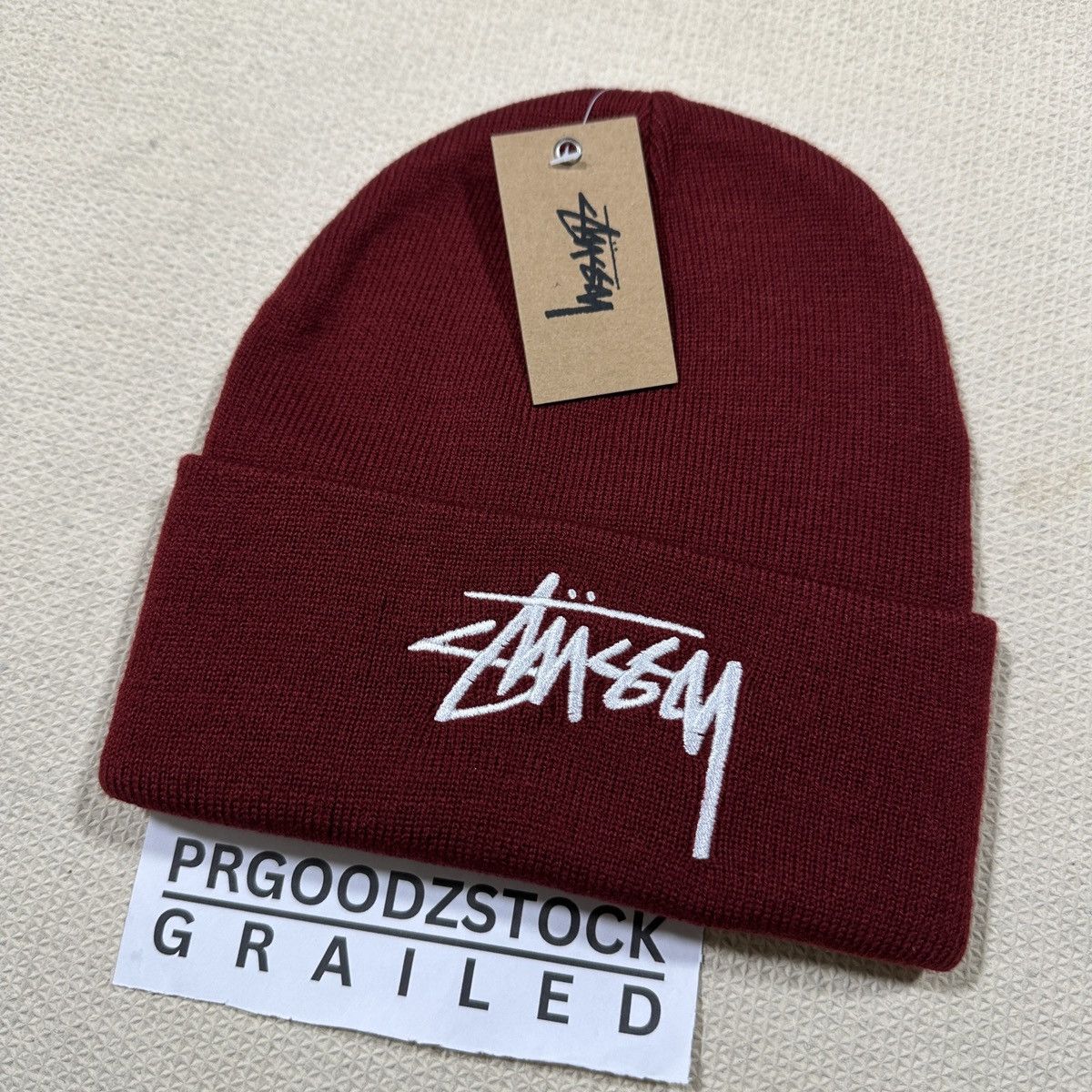 Other Stussy Burgundy Beanie Hat - Os Size ONE SIZE - 2 Thumbnail