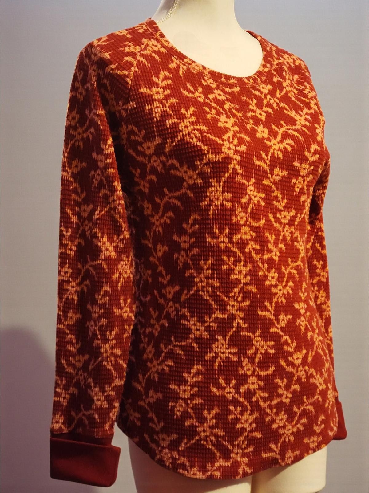 Other Knox Rose Burgundy Print Knit Long Sleeve Top Medium Size M / US 6-8 / IT 42-44 - 3 Thumbnail