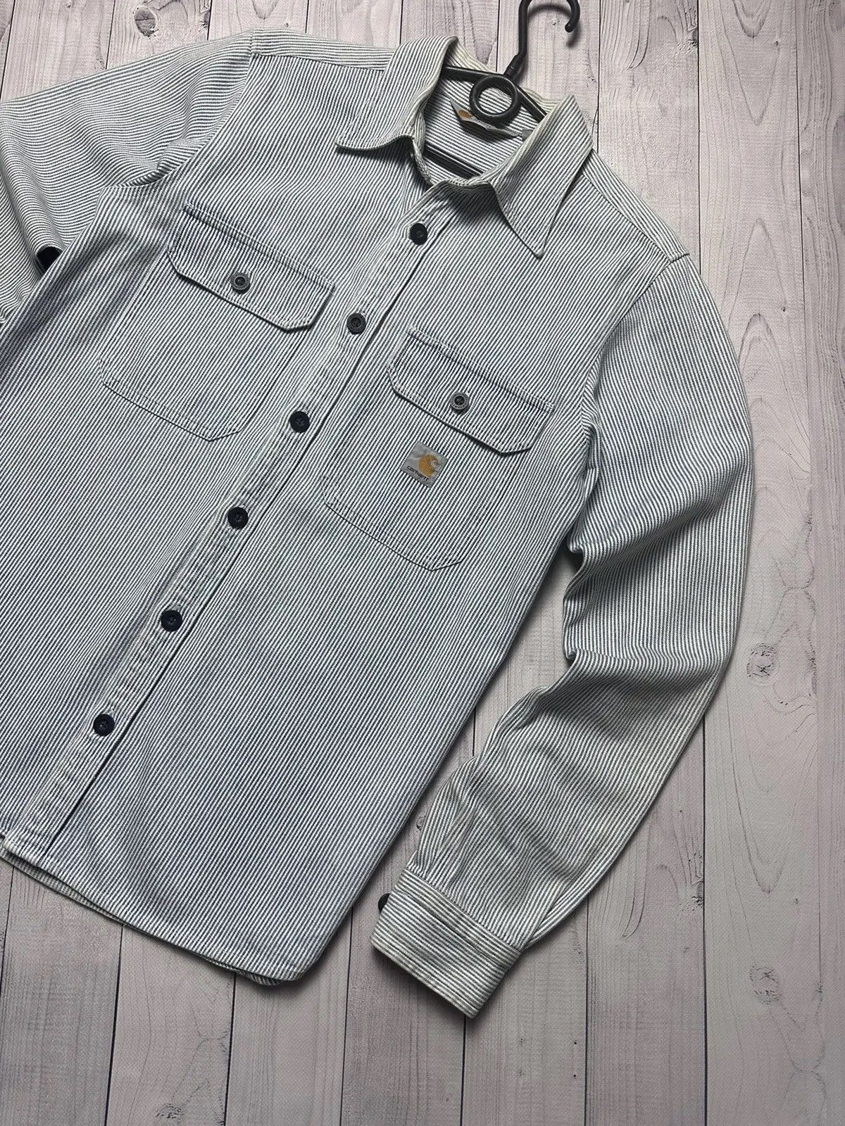 Carhartt Vintage Carhartt Wip denim shirt logo striped size S/M Size US S / EU 44-46 / 1 - 2 Thumbnail