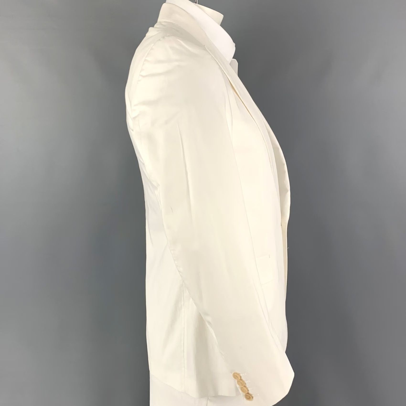 Lanvin LANVIN Sport Coat White Cotton Peak Lapel 40 Regular Men Shirt Jacket Size US XXS / EU 40 - 2 Thumbnail