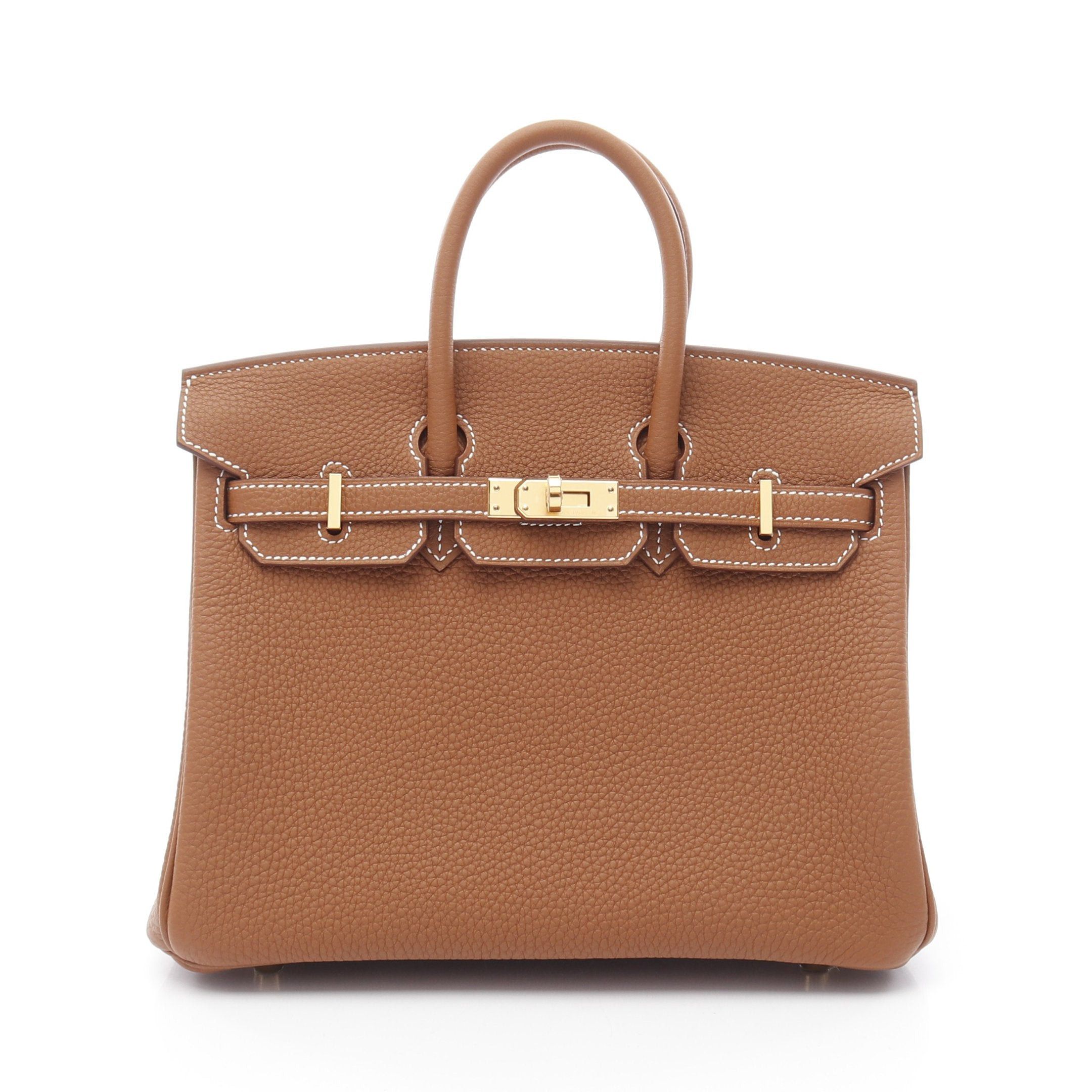 Hermes Hermes Birkin 25 Gold Handbag Togo Brown Hardware Double Engraved Size ONE SIZE - 1 Thumbnail