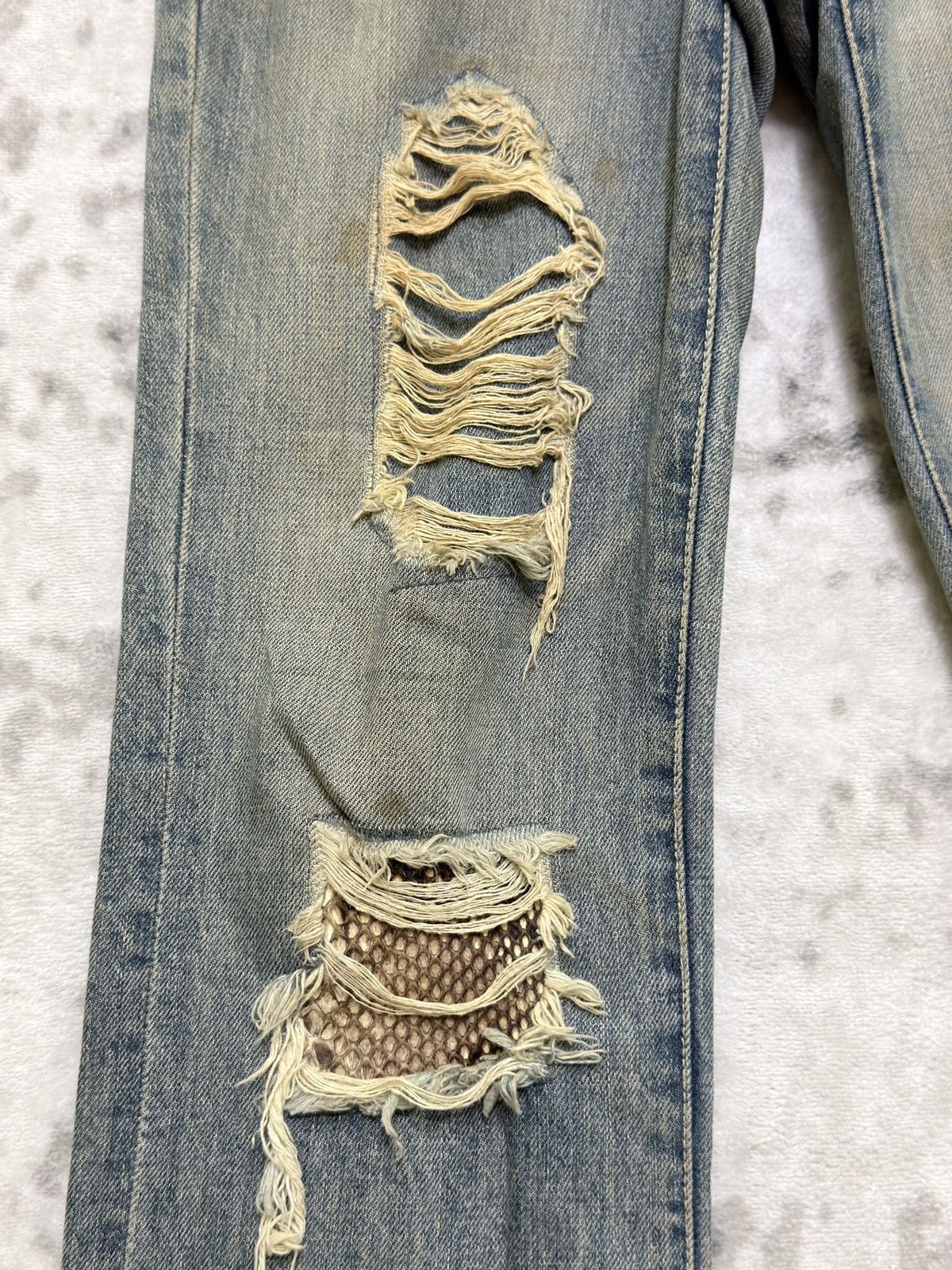 Schlussel Vintage Schlussel Y2K Grunge Distressed Denim Mud Wash Size US 30 / EU 46 - 9 Thumbnail