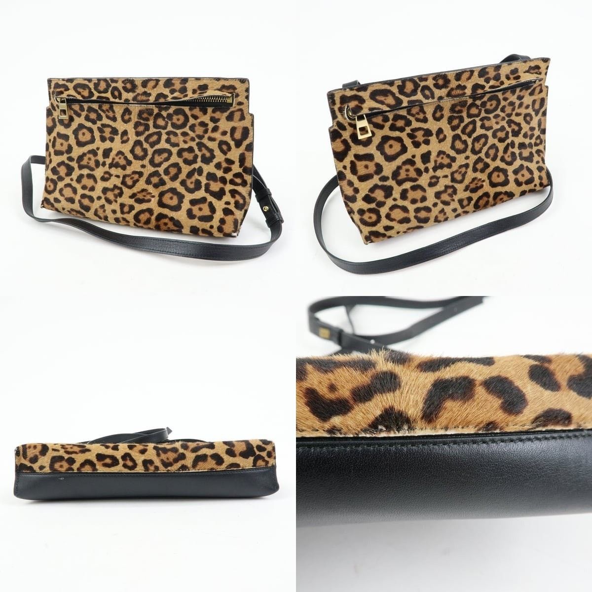 Loewe Loewe Calfskin Leopard Print Shoulder Bag Brown Size ONE SIZE - 3 Thumbnail