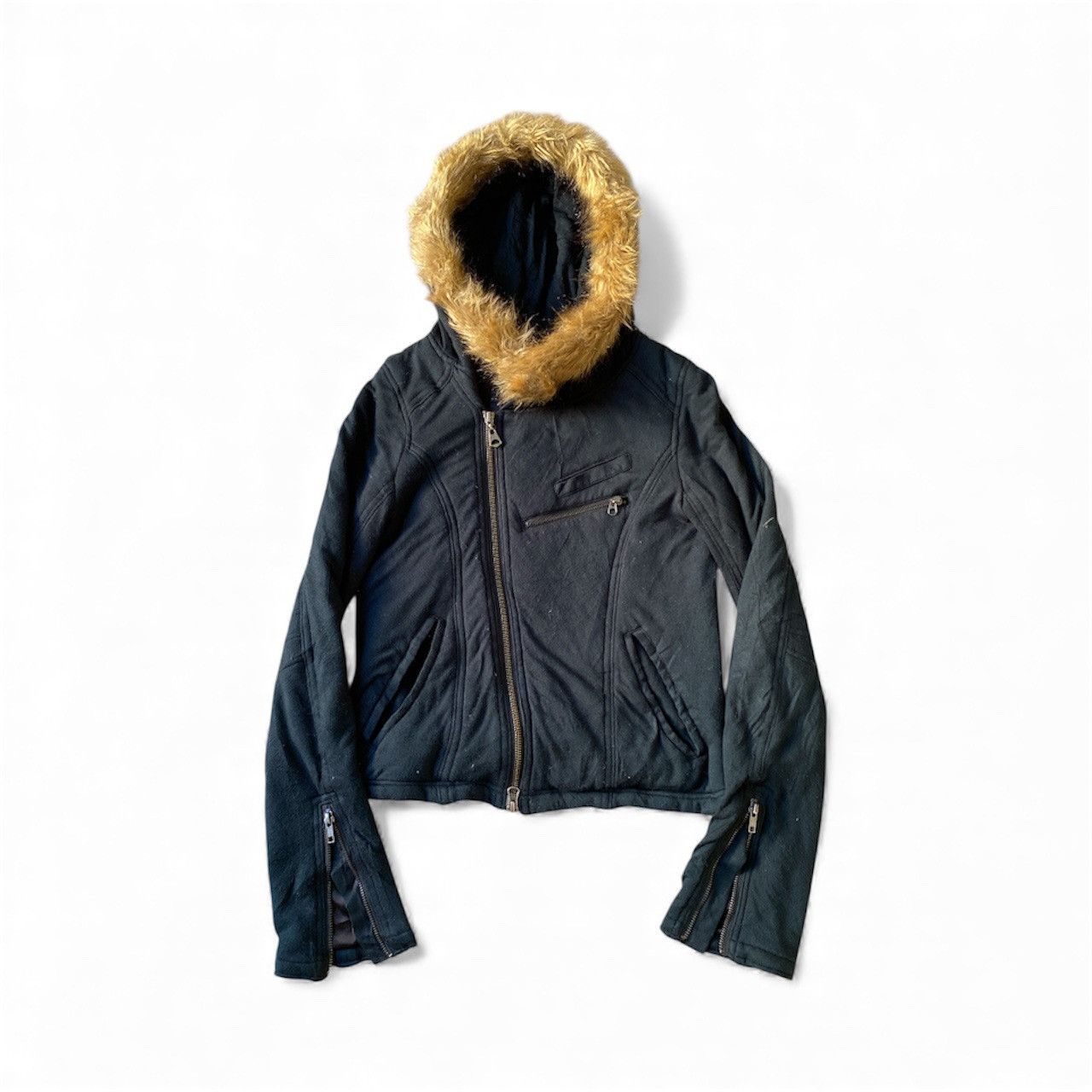 Japanese Brand Maison Gilfy Dark Green Fur Hoodie Zipper Jacket Size US S / EU 44-46 / 1 - 2 Thumbnail
