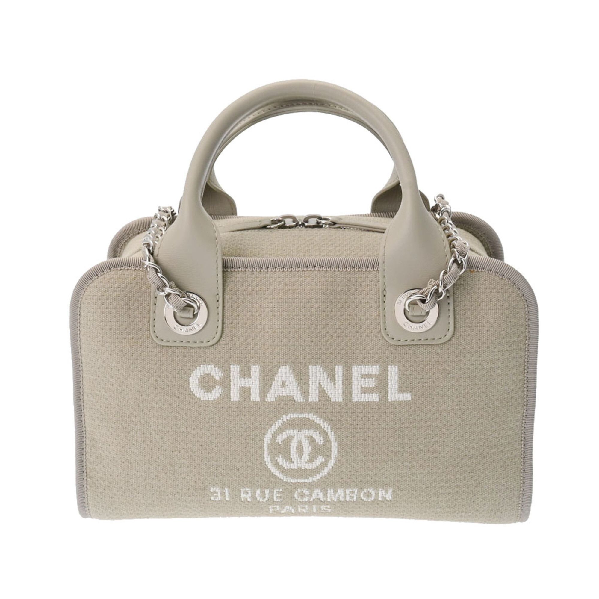 Chanel - Deauville Bowler Bag - Grey Fabric - SHW - Pre Loved