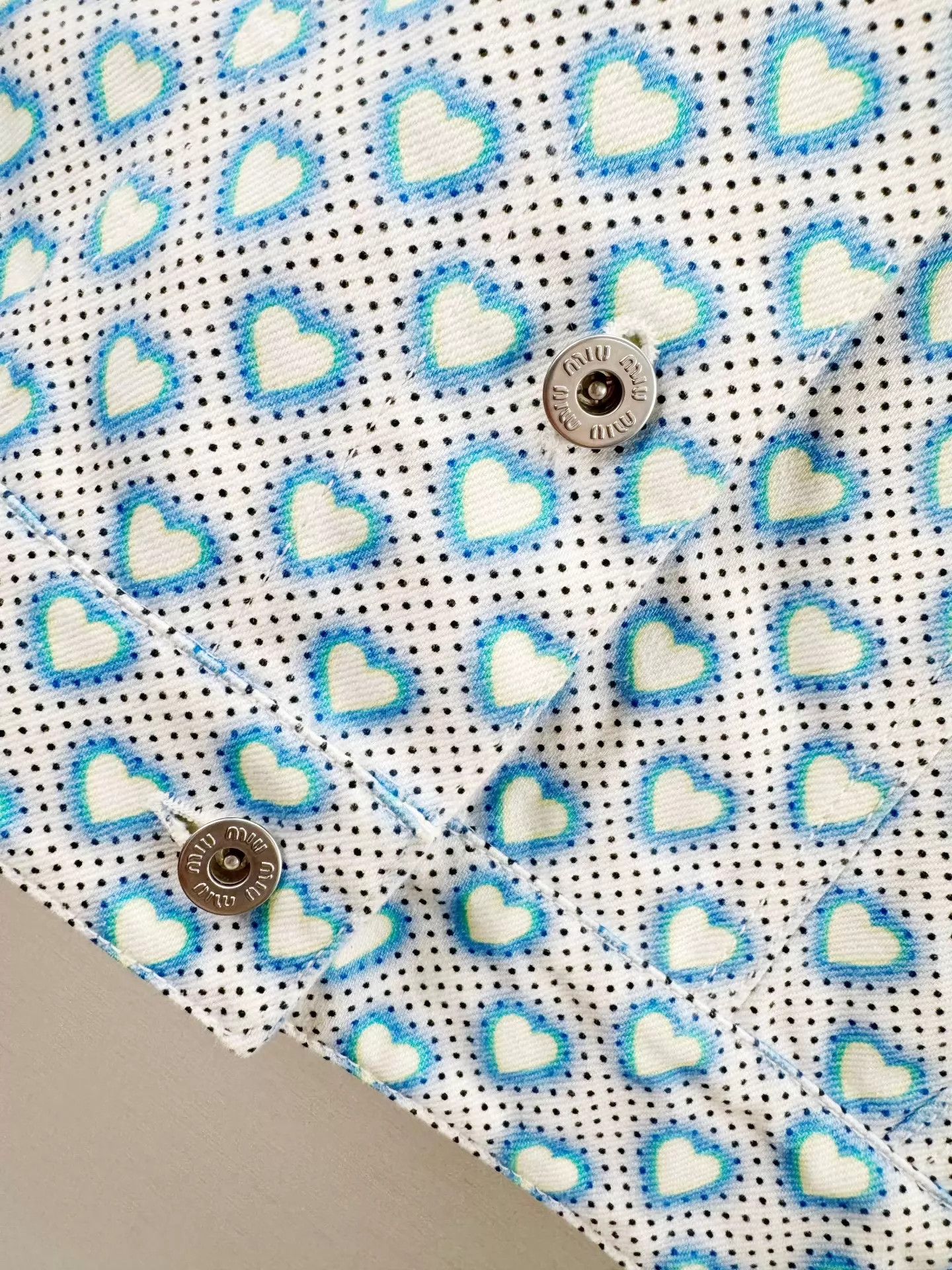 Miu Miu MIU MIU Women's Polka Dot Denim Jacket 38 With Tags Size XS / US 0-2 / IT 36-38 - 4 Thumbnail
