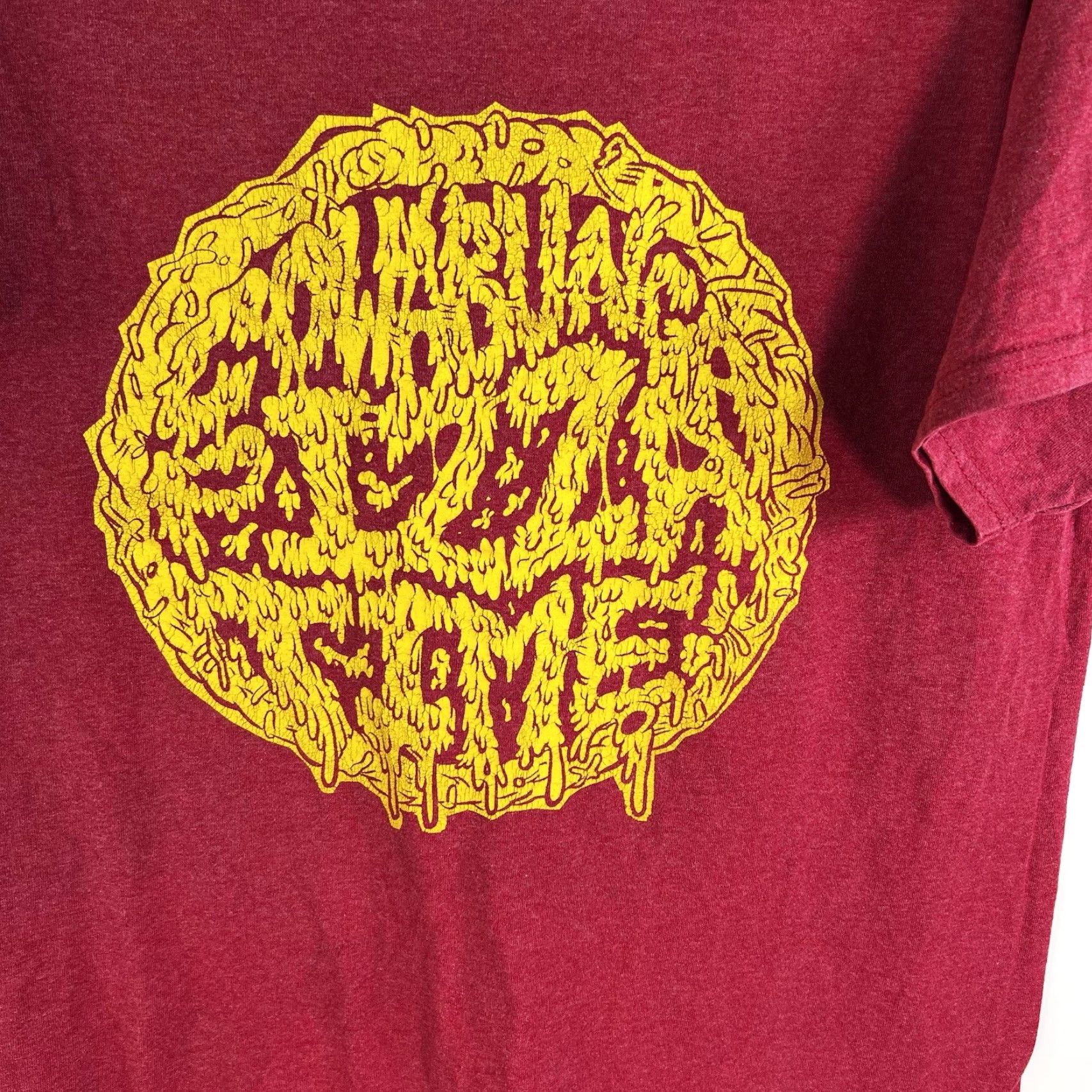 Gildan VTG Gildan Heavy Cotton T-Shirt Adult L Red Pizza Time 90s Retro Graphic Print Crew Neck Short Sleeve Mens Size US L / EU 52-54 / 3 - 2 Thumbnail