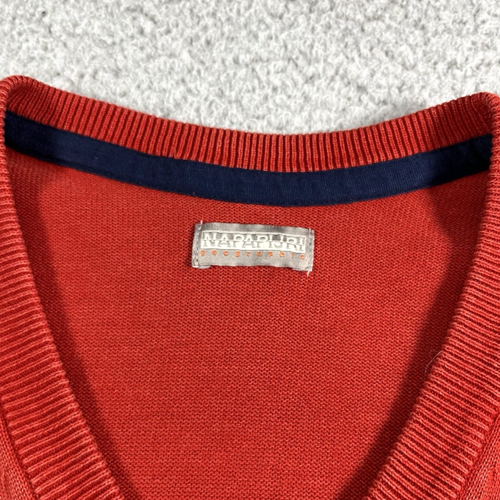 Napapijri Napapijri Sweater Mens M Red Pullover Knit Cotton Logo Embroidered Flag Size US M / EU 48-50 / 2 - 3 Thumbnail